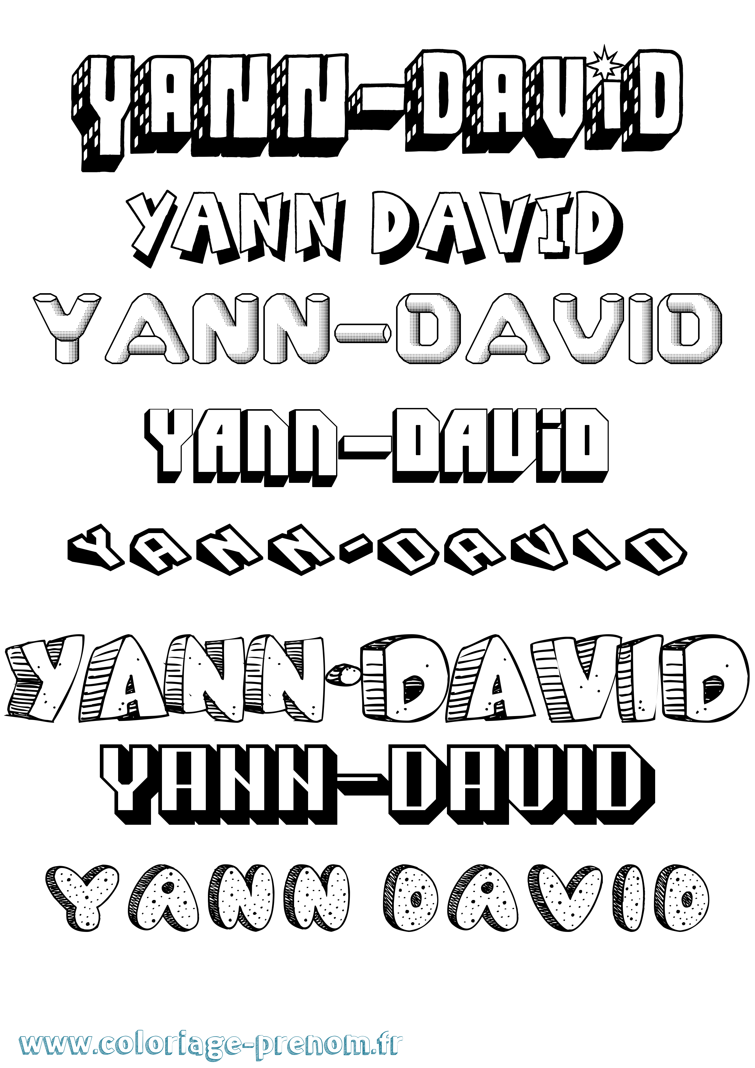 Coloriage Yann-David Effet 3D Coloriage prénom Yann-David Effet 3D