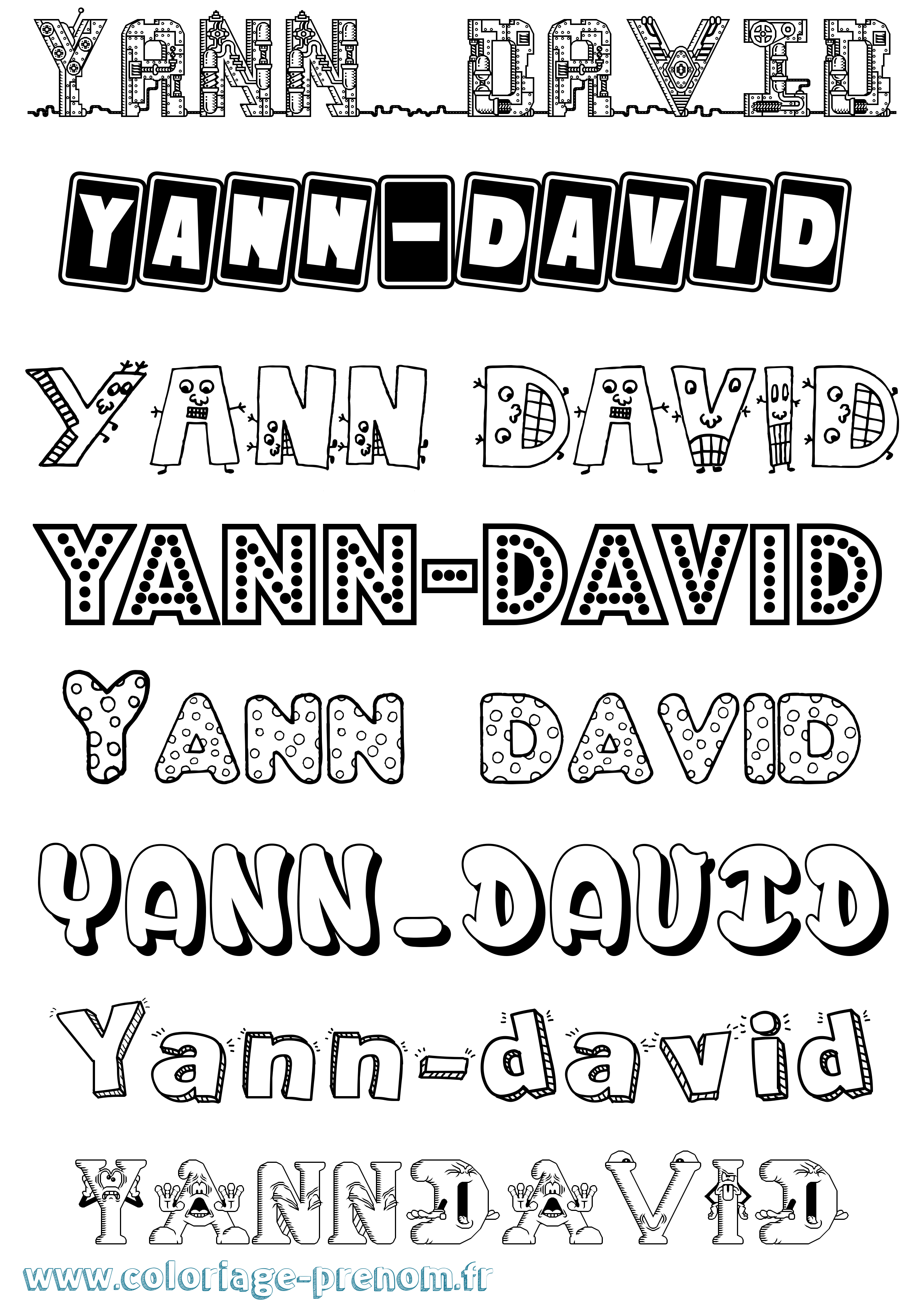 Coloriage Yann-David Fun Coloriage prénom Yann-David Fun