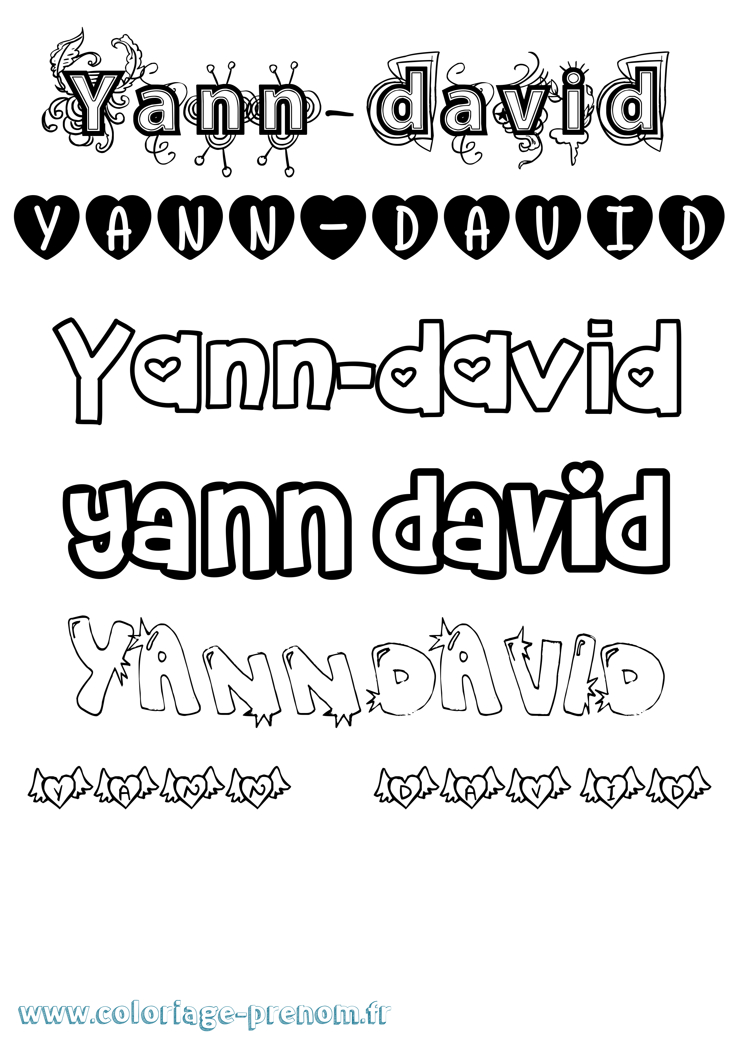 Coloriage Yann-David Girly Coloriage prénom Yann-David Girly