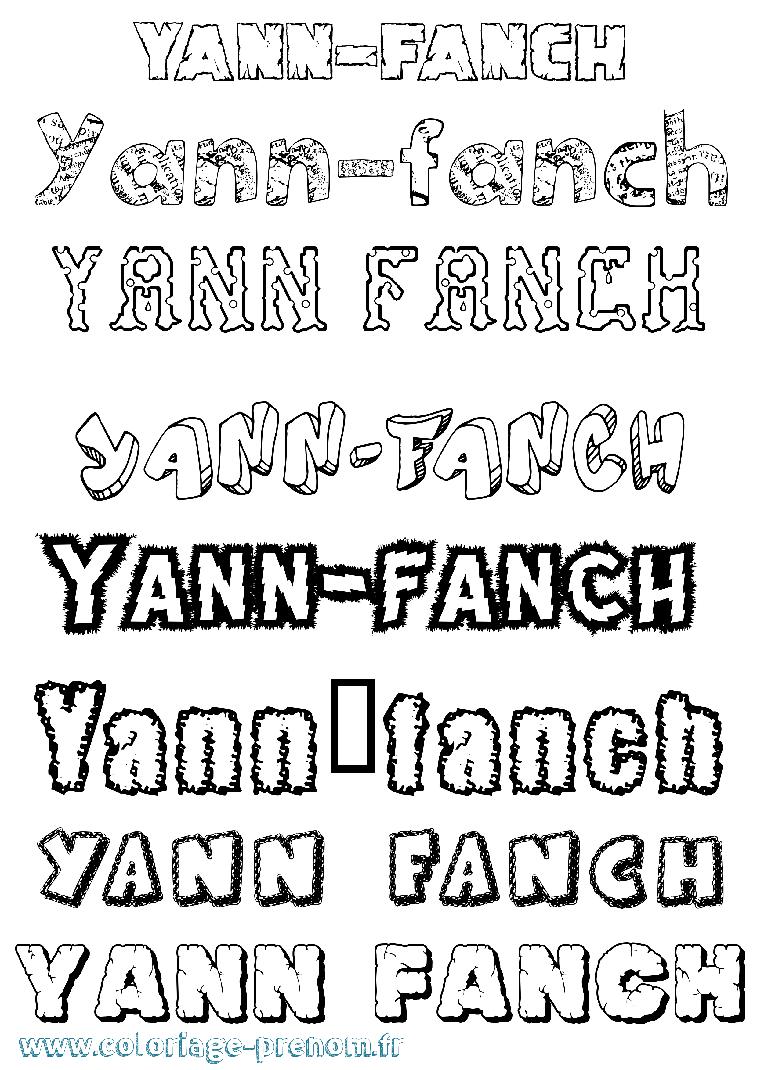Coloriage Yann-Fanch Destructuré Coloriage prénom Yann-Fanch Destructuré