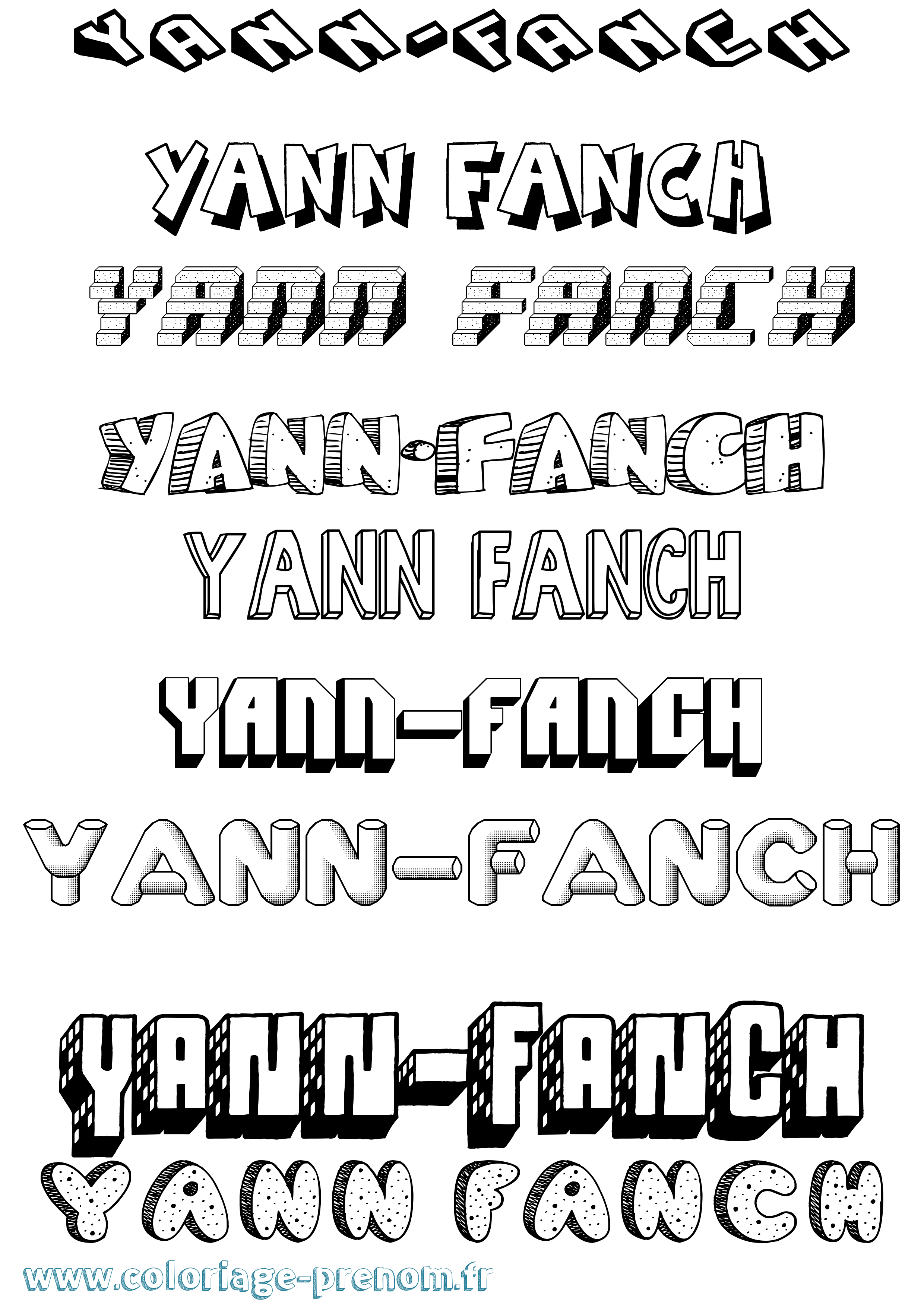 Coloriage Yann-Fanch Effet 3D Coloriage prénom Yann-Fanch Effet 3D