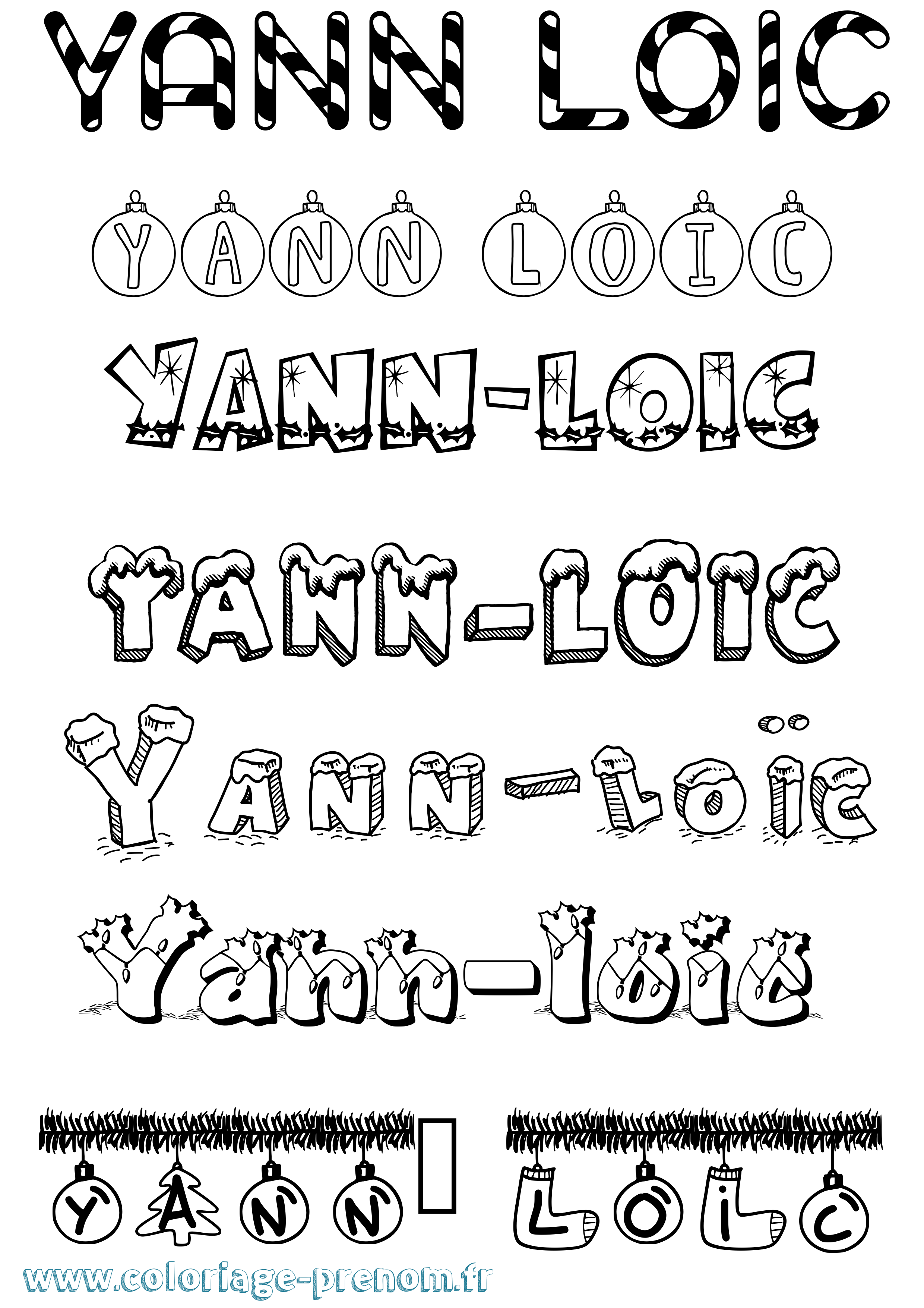 Coloriage Yann-Loïc Noël Coloriage prénom Yann-Loïc Noël