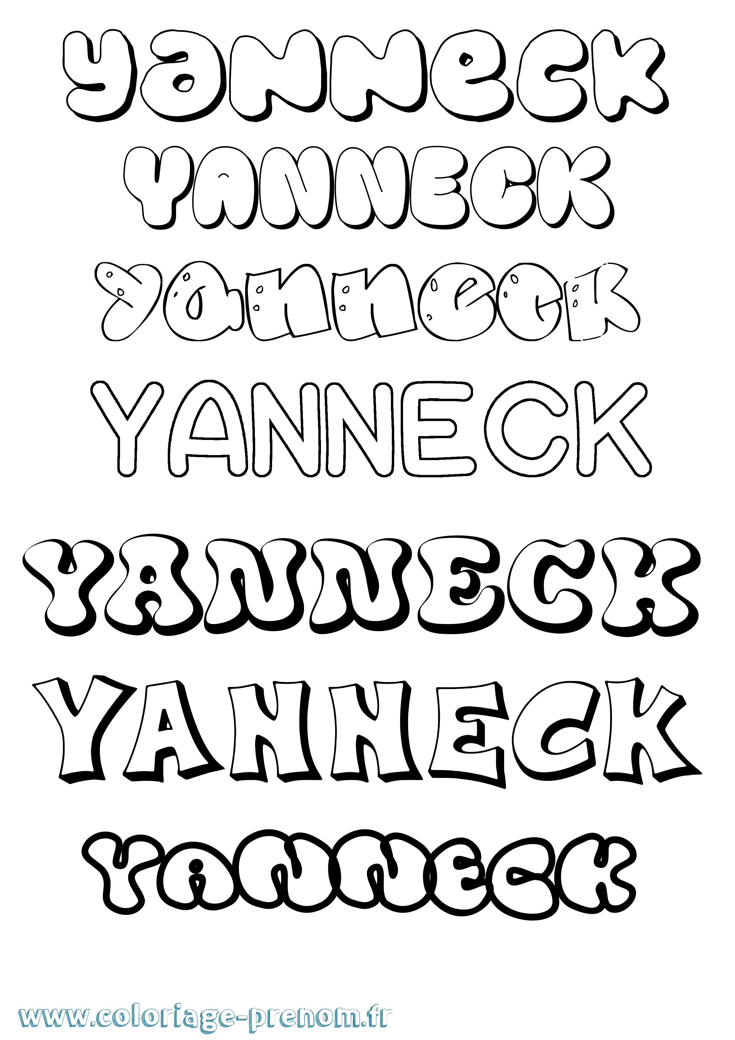 Coloriage Yanneck Bubble Coloriage prénom Yanneck Bubble