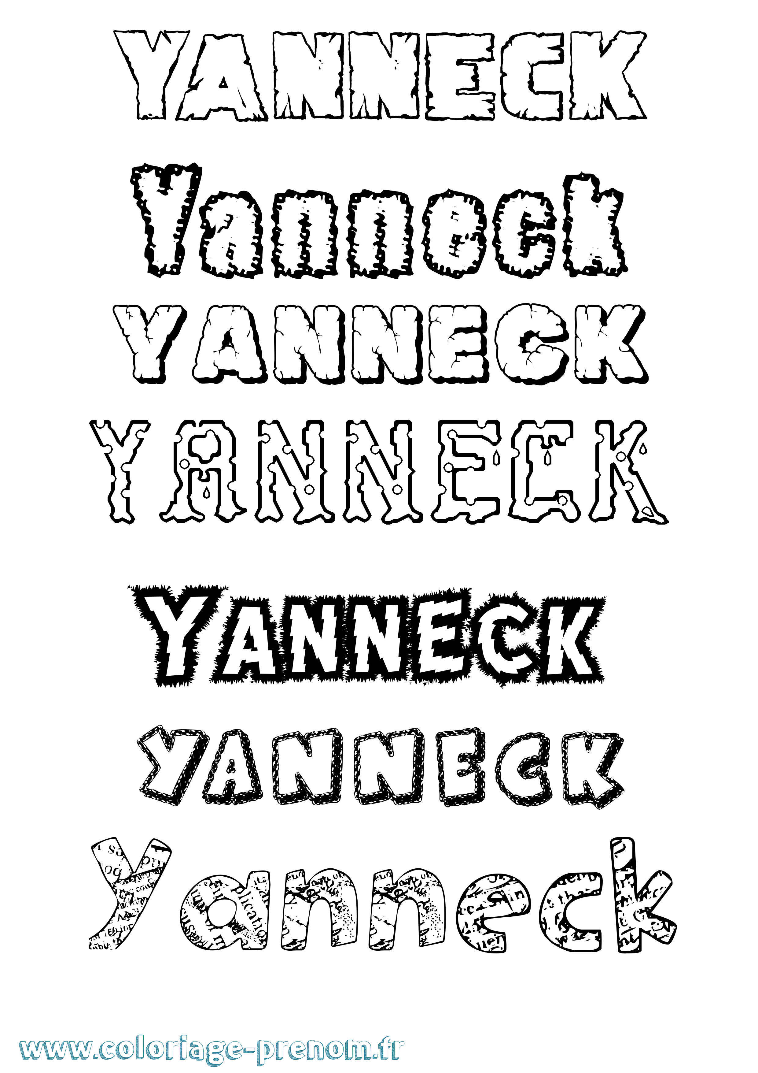Coloriage Yanneck Destructuré Coloriage prénom Yanneck Destructuré