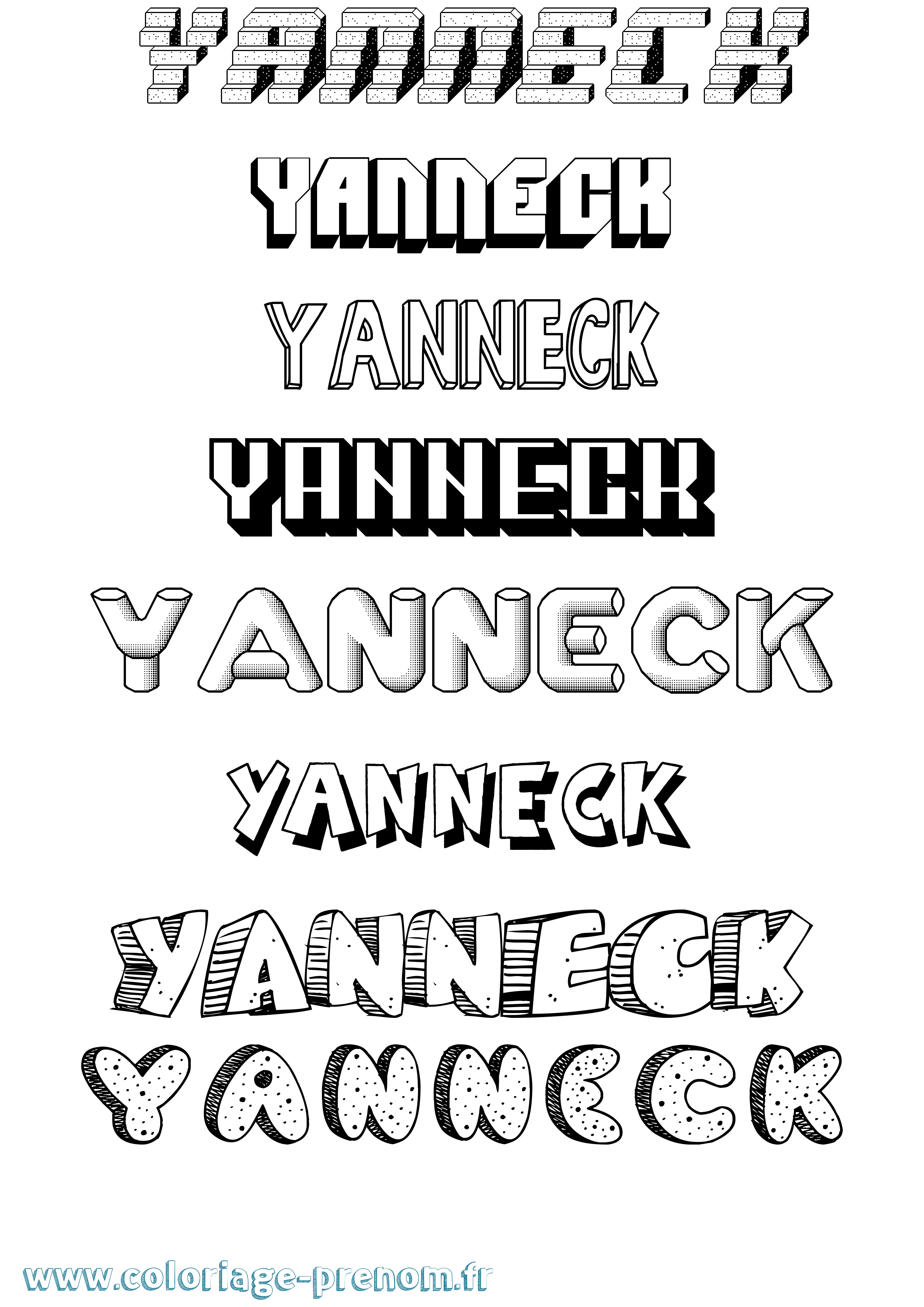 Coloriage Yanneck Effet 3D Coloriage prénom Yanneck Effet 3D