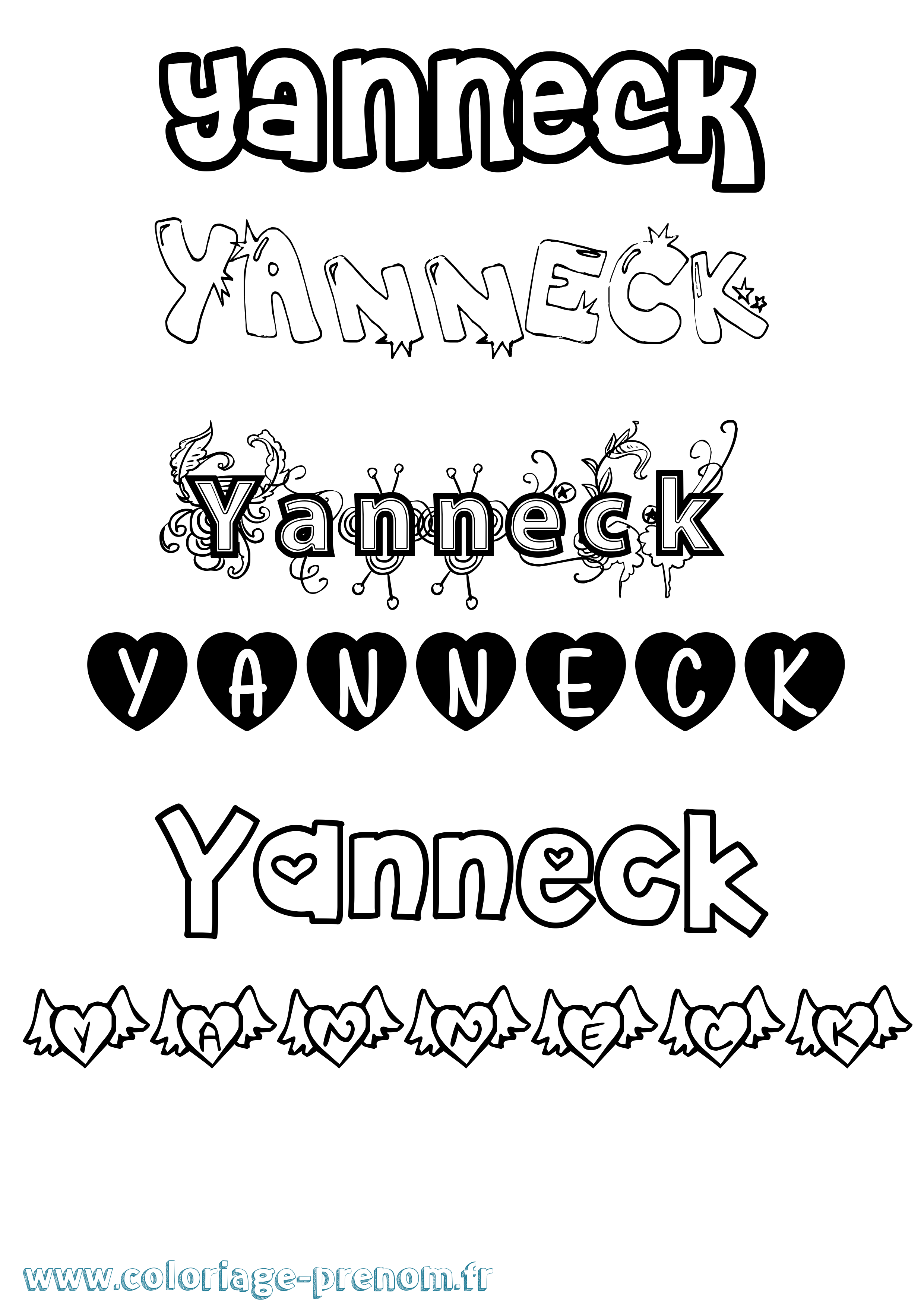 Coloriage Yanneck Girly Coloriage prénom Yanneck Girly