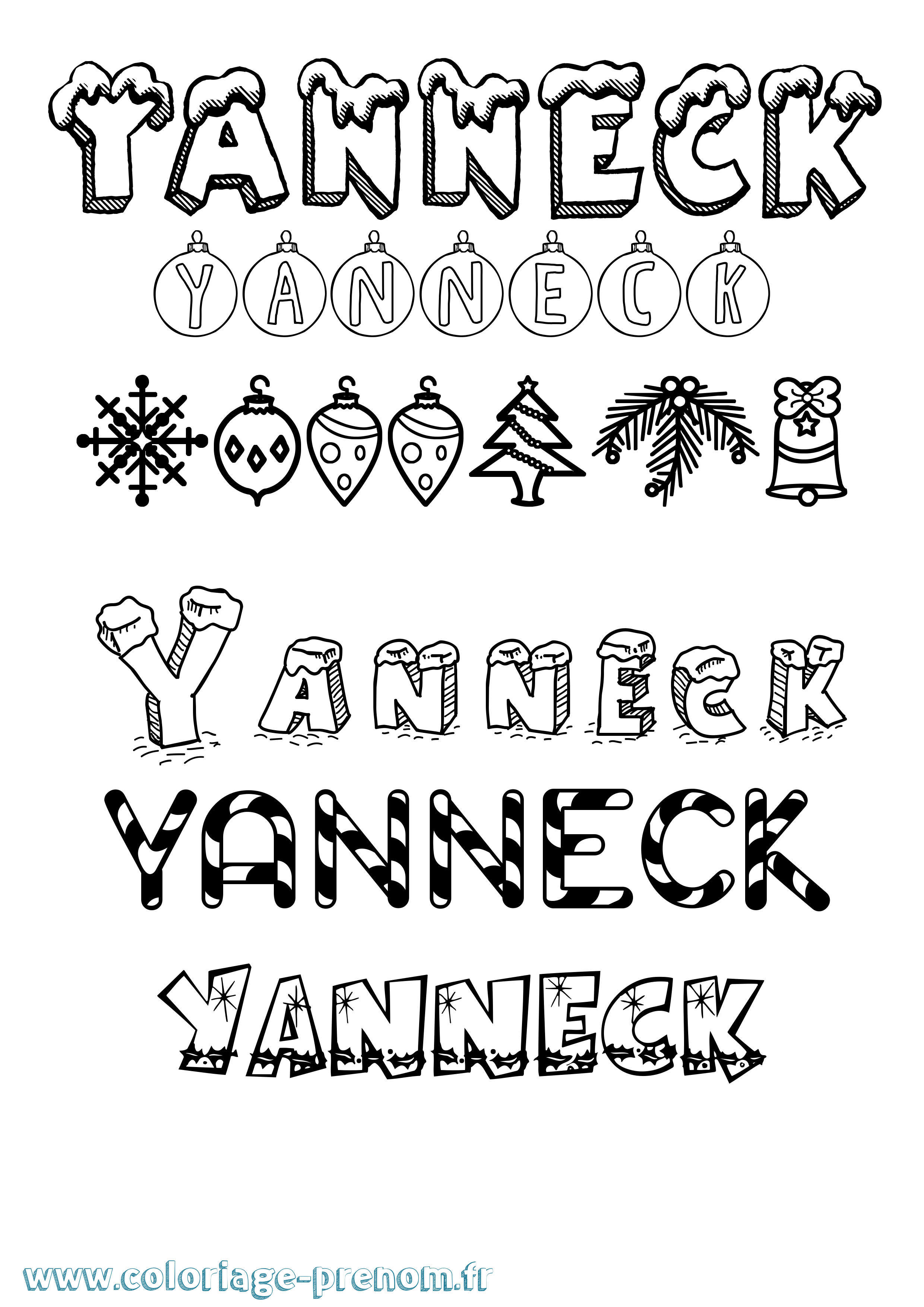 Coloriage Yanneck Noël Coloriage prénom Yanneck Noël