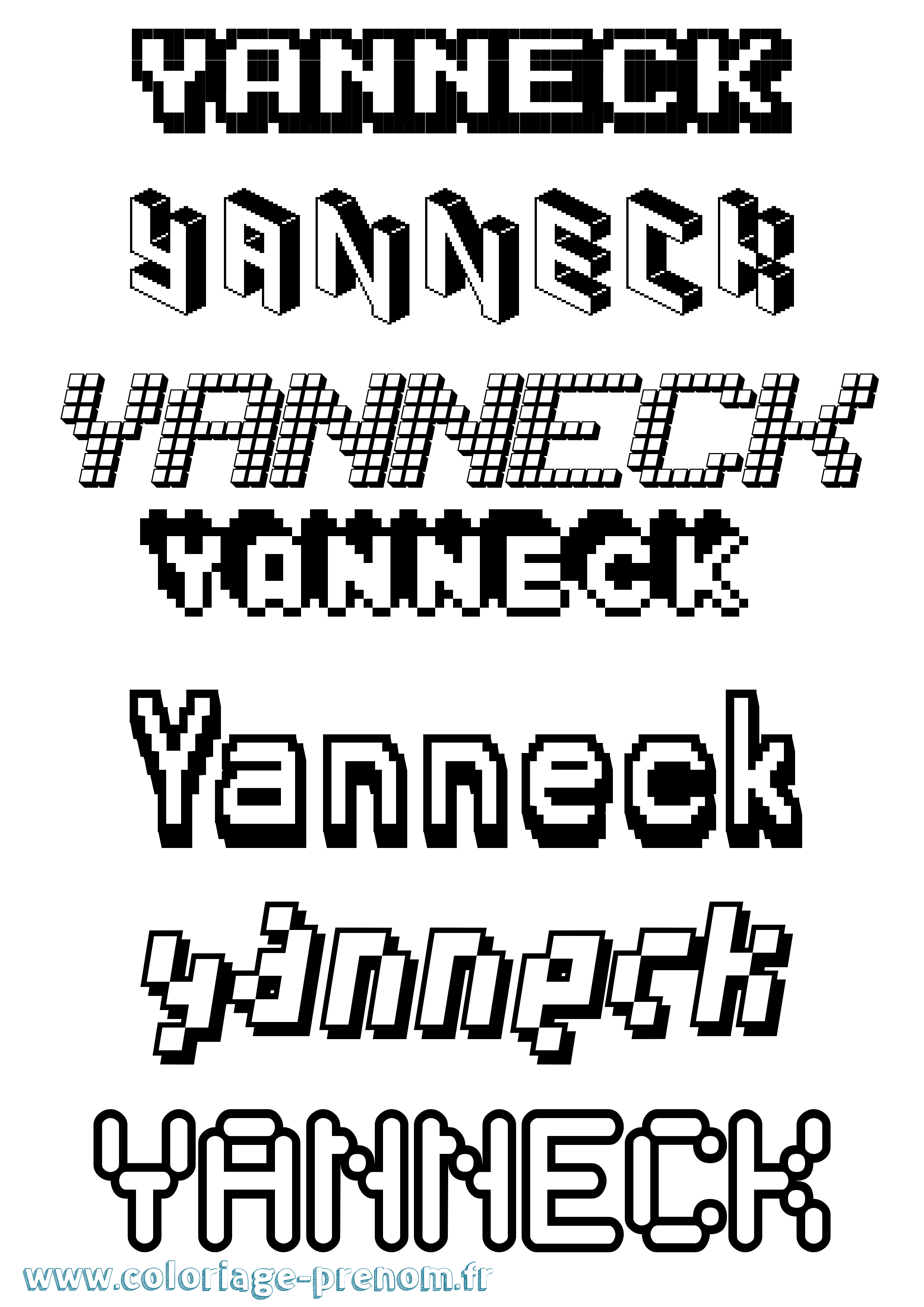 Coloriage Yanneck Pixel Coloriage prénom Yanneck Pixel