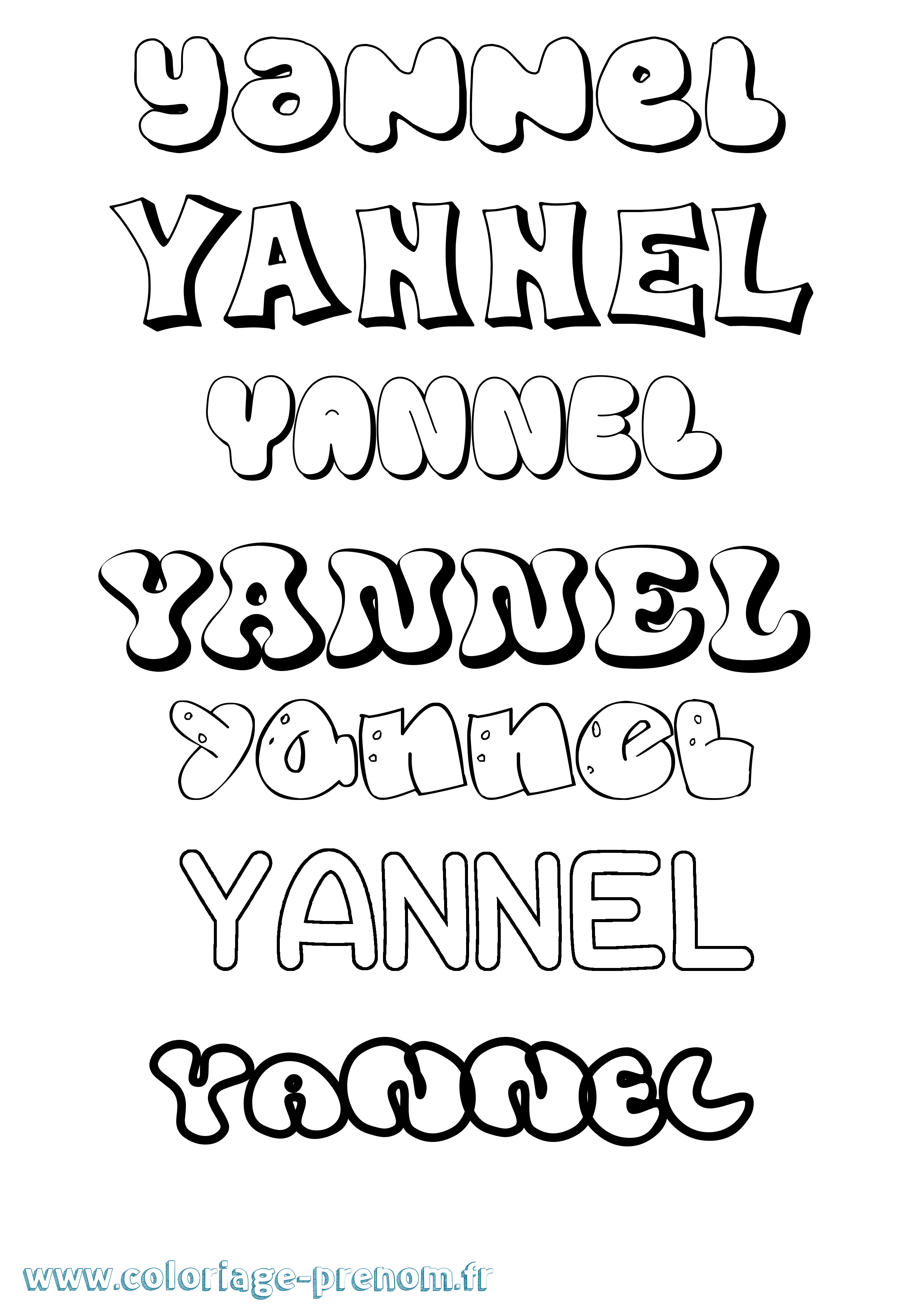 Coloriage Yannel Bubble Coloriage prénom Yannel Bubble