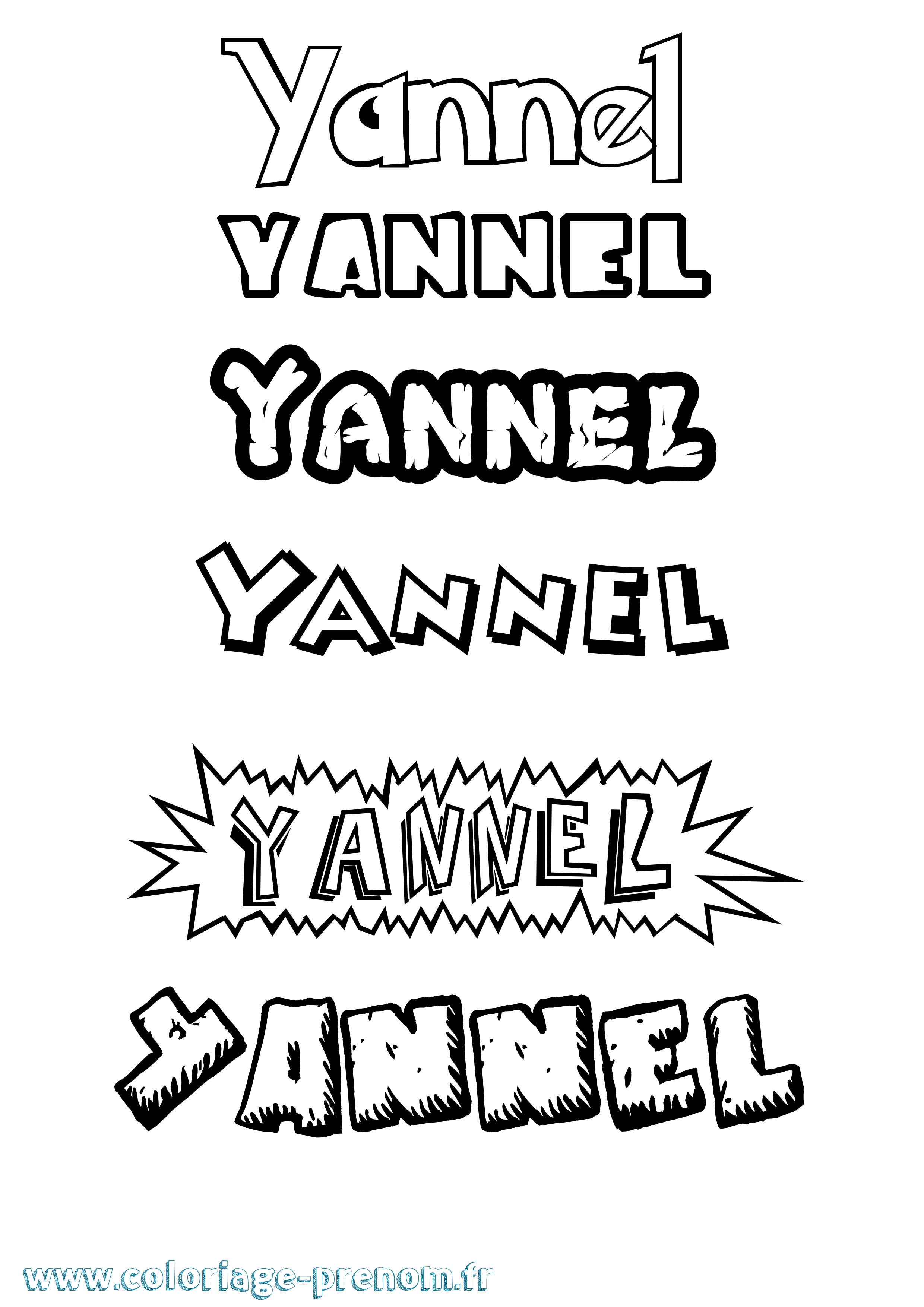 Coloriage Yannel Dessin Animé Coloriage prénom Yannel Dessin Animé