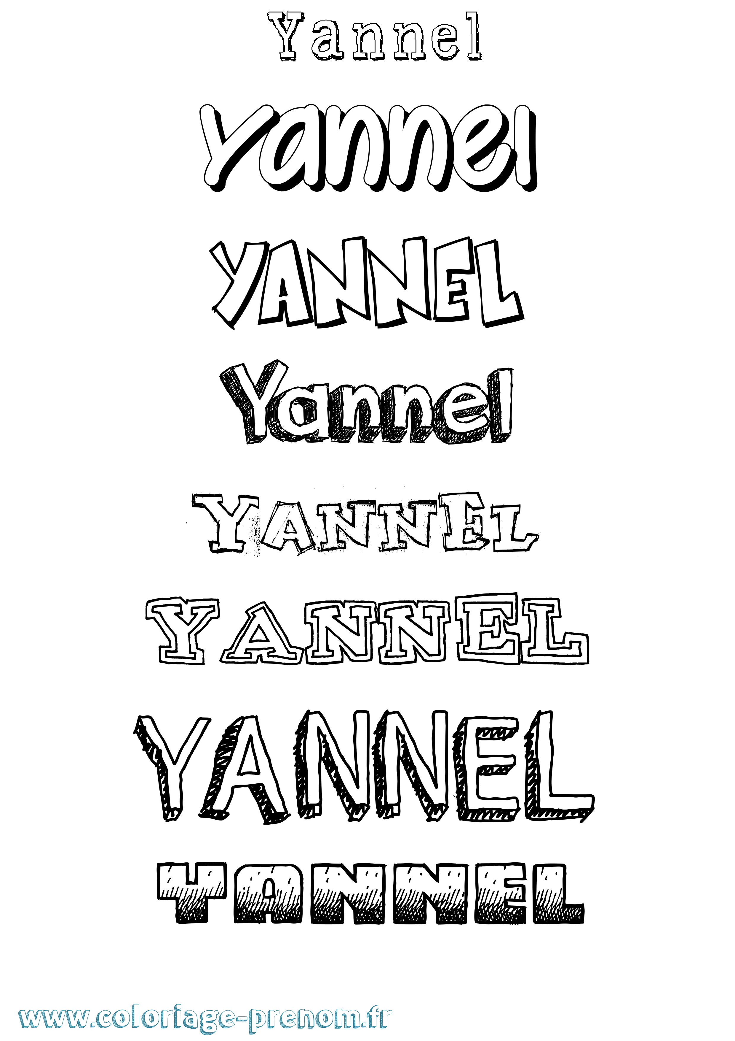 Coloriage Yannel Dessiné Coloriage prénom Yannel Dessiné