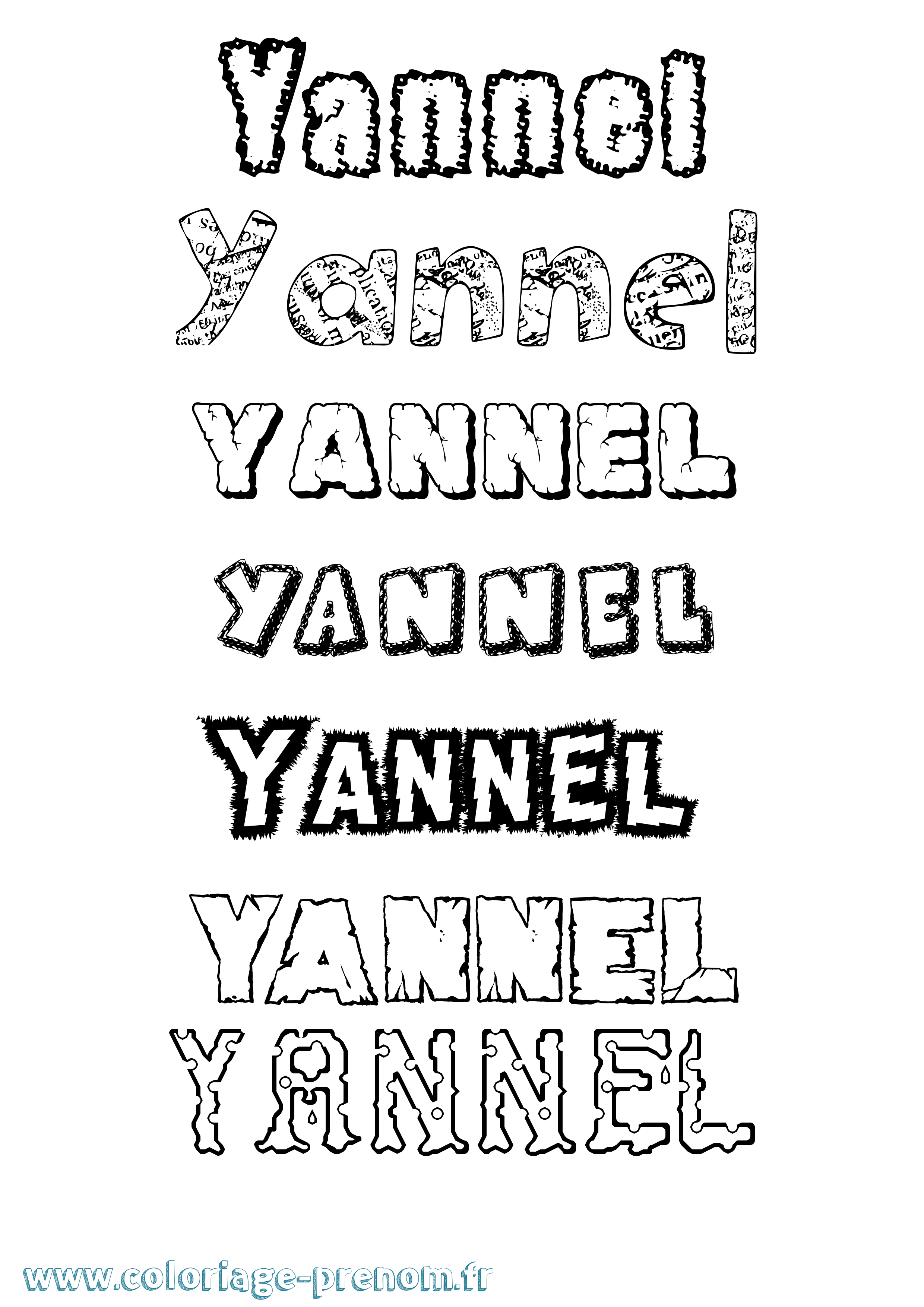Coloriage Yannel Destructuré Coloriage prénom Yannel Destructuré