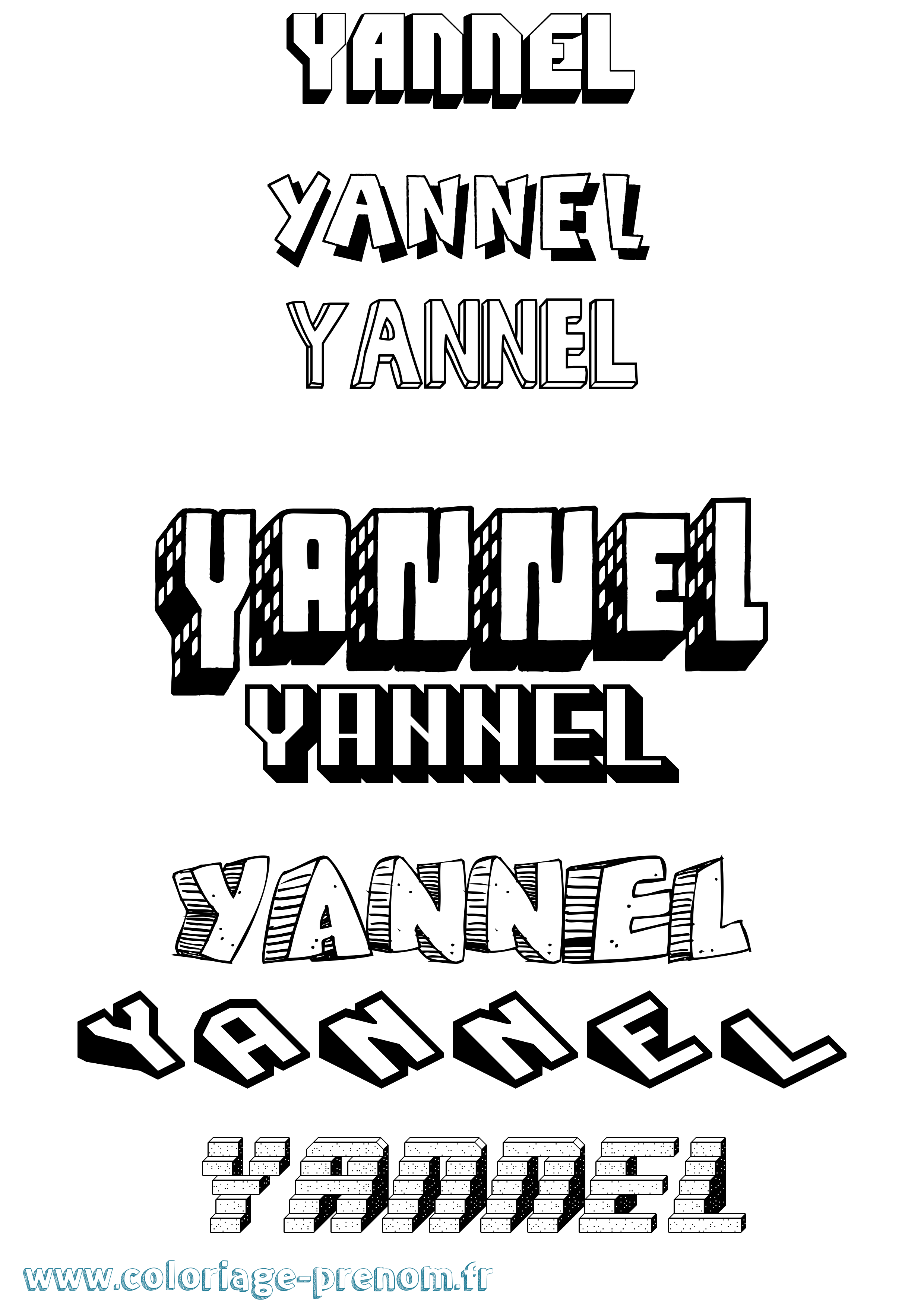 Coloriage Yannel Effet 3D Coloriage prénom Yannel Effet 3D