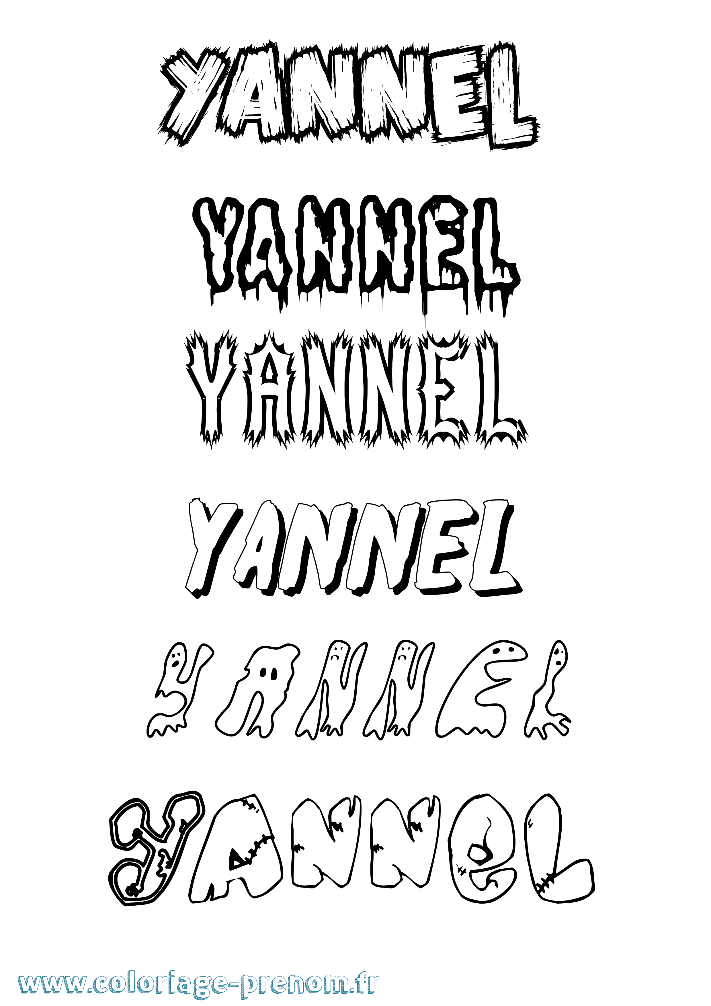 Coloriage Yannel Frisson Coloriage prénom Yannel Frisson