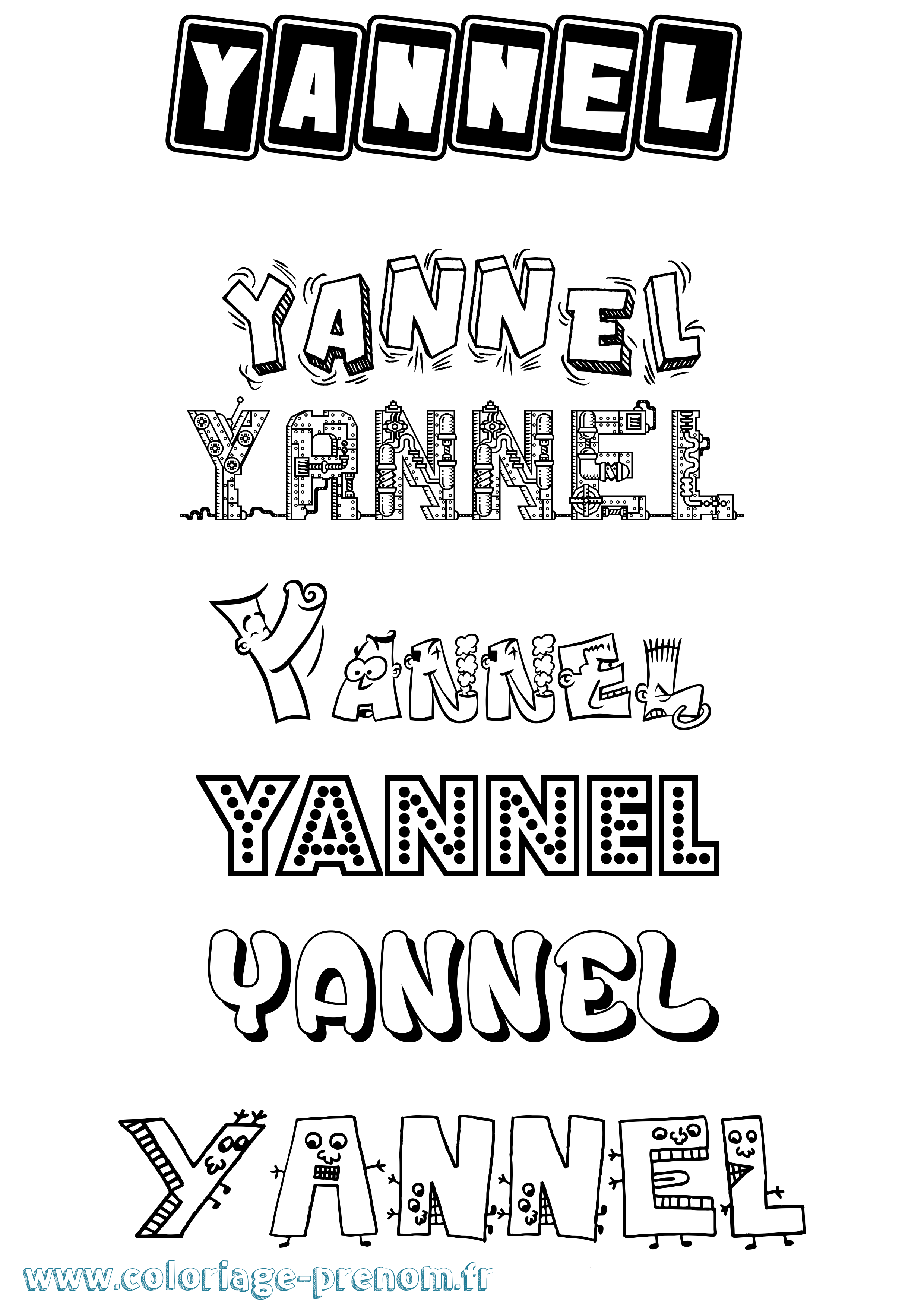 Coloriage Yannel Fun Coloriage prénom Yannel Fun