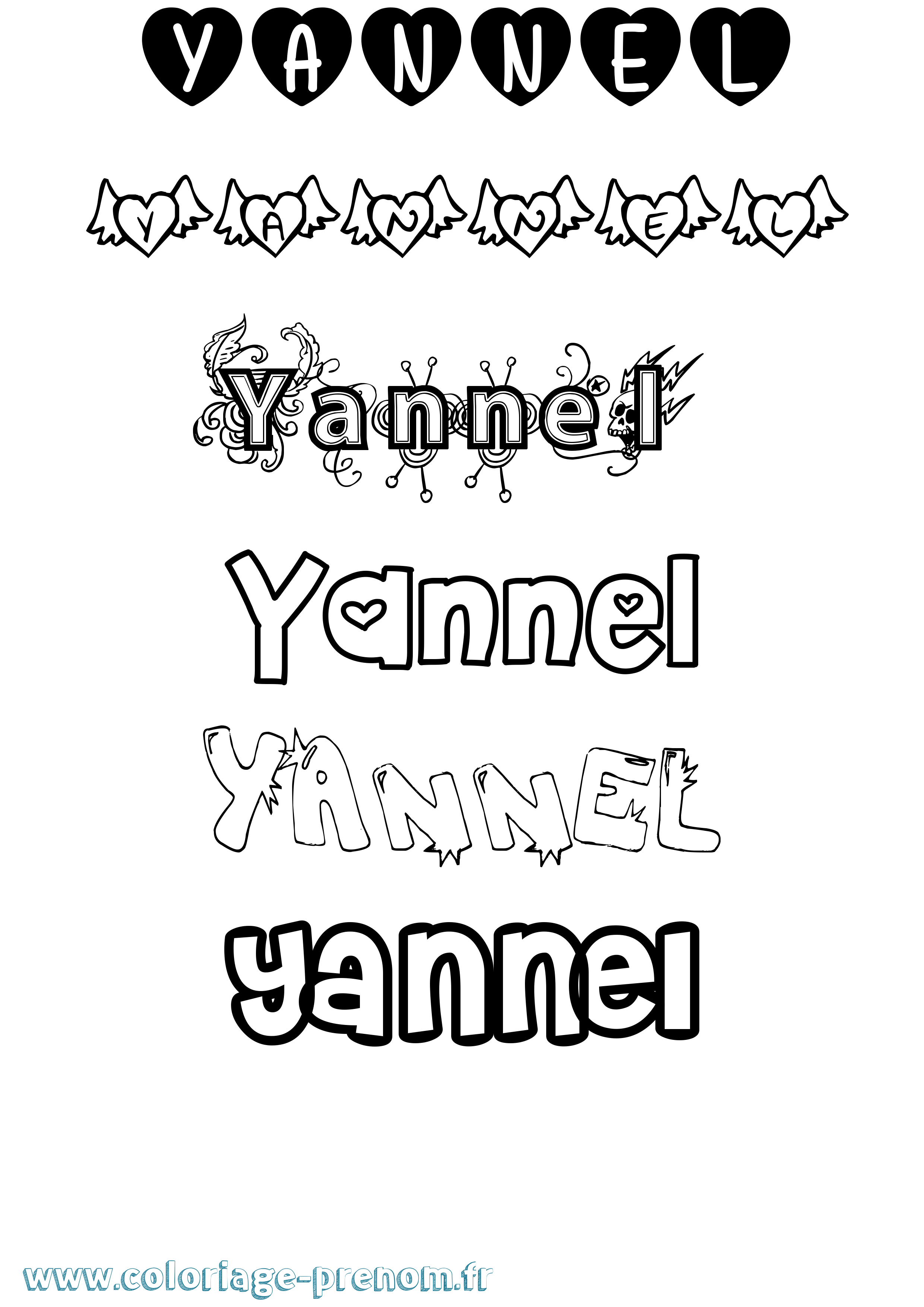 Coloriage Yannel Girly Coloriage prénom Yannel Girly