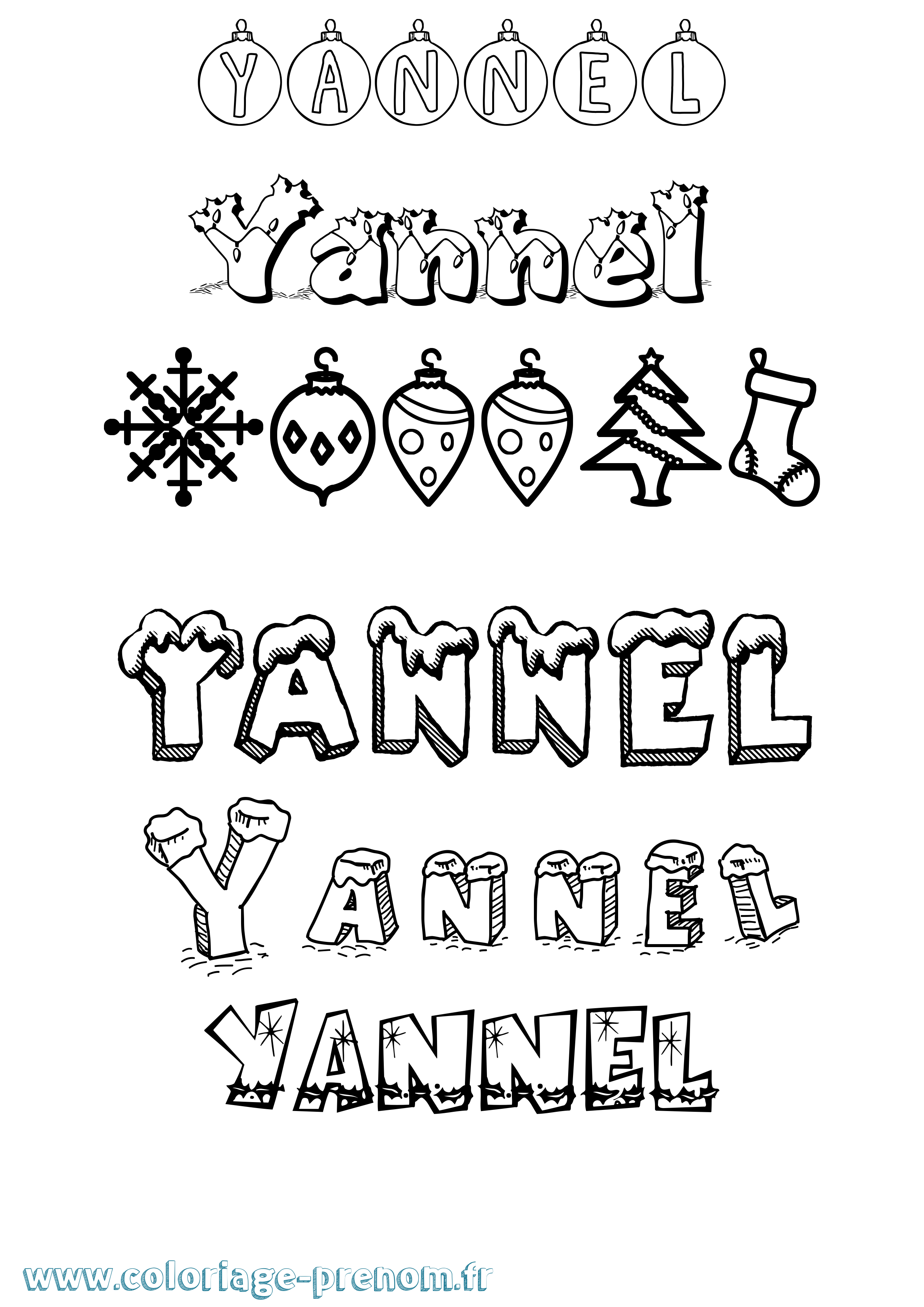 Coloriage Yannel Noël Coloriage prénom Yannel Noël