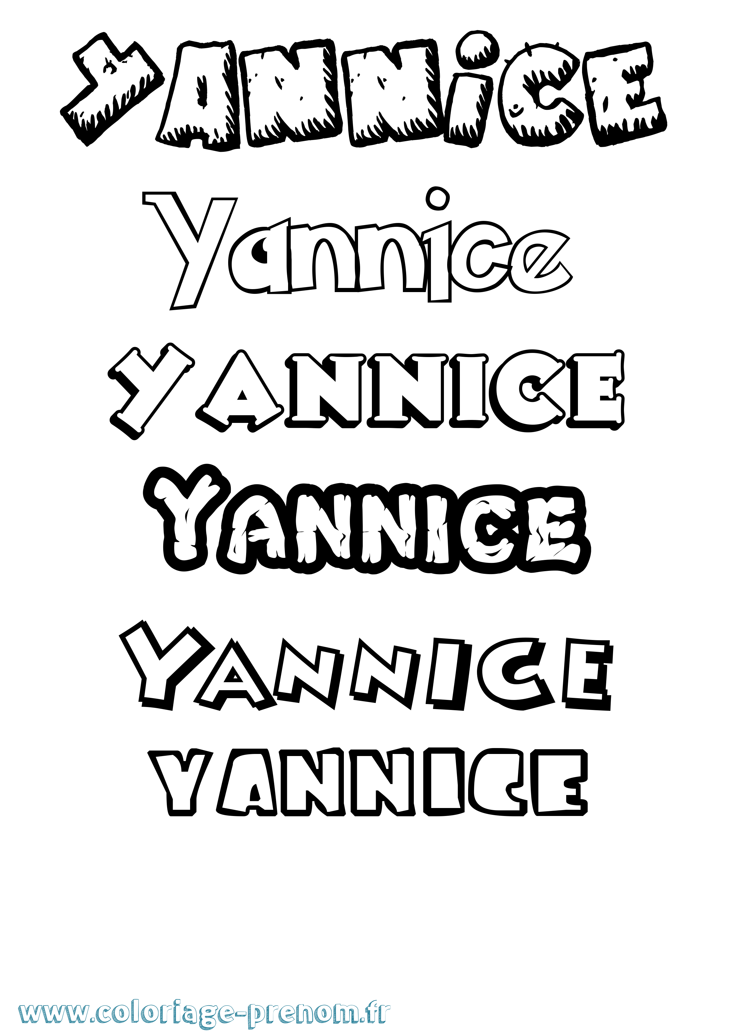 Coloriage Yannice Dessin Animé Coloriage prénom Yannice Dessin Animé
