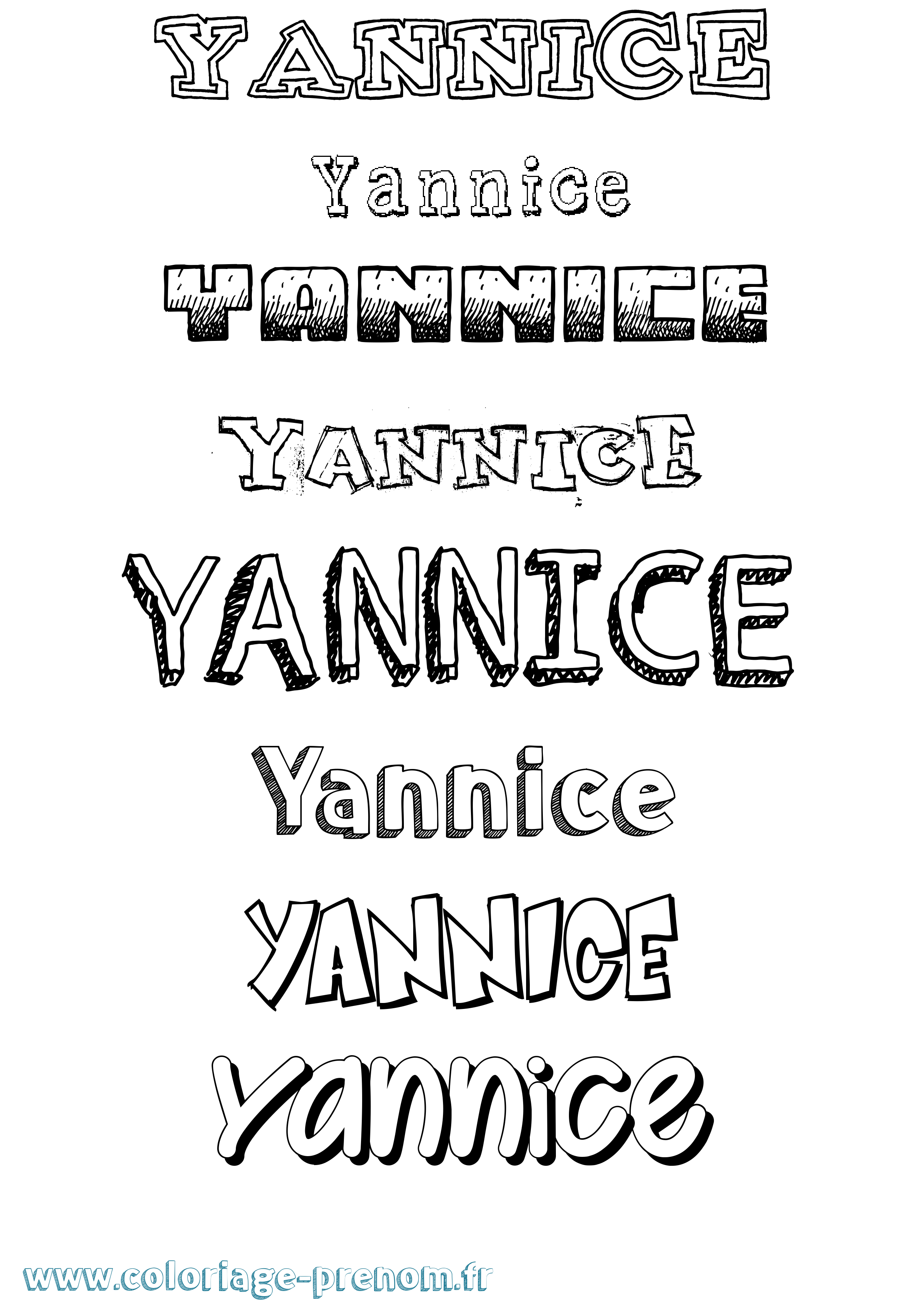 Coloriage Yannice Dessiné Coloriage prénom Yannice Dessiné