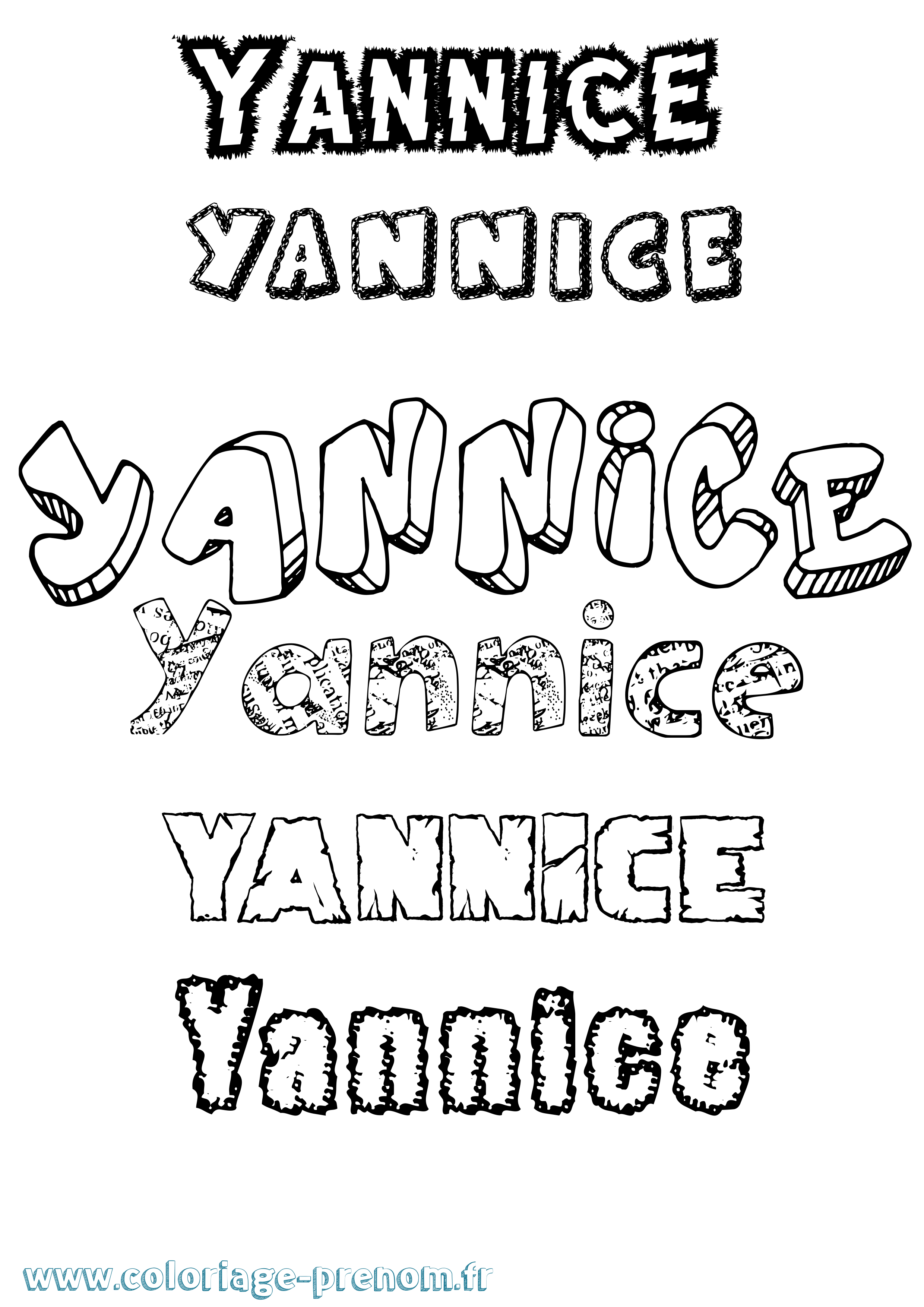 Coloriage Yannice Destructuré Coloriage prénom Yannice Destructuré