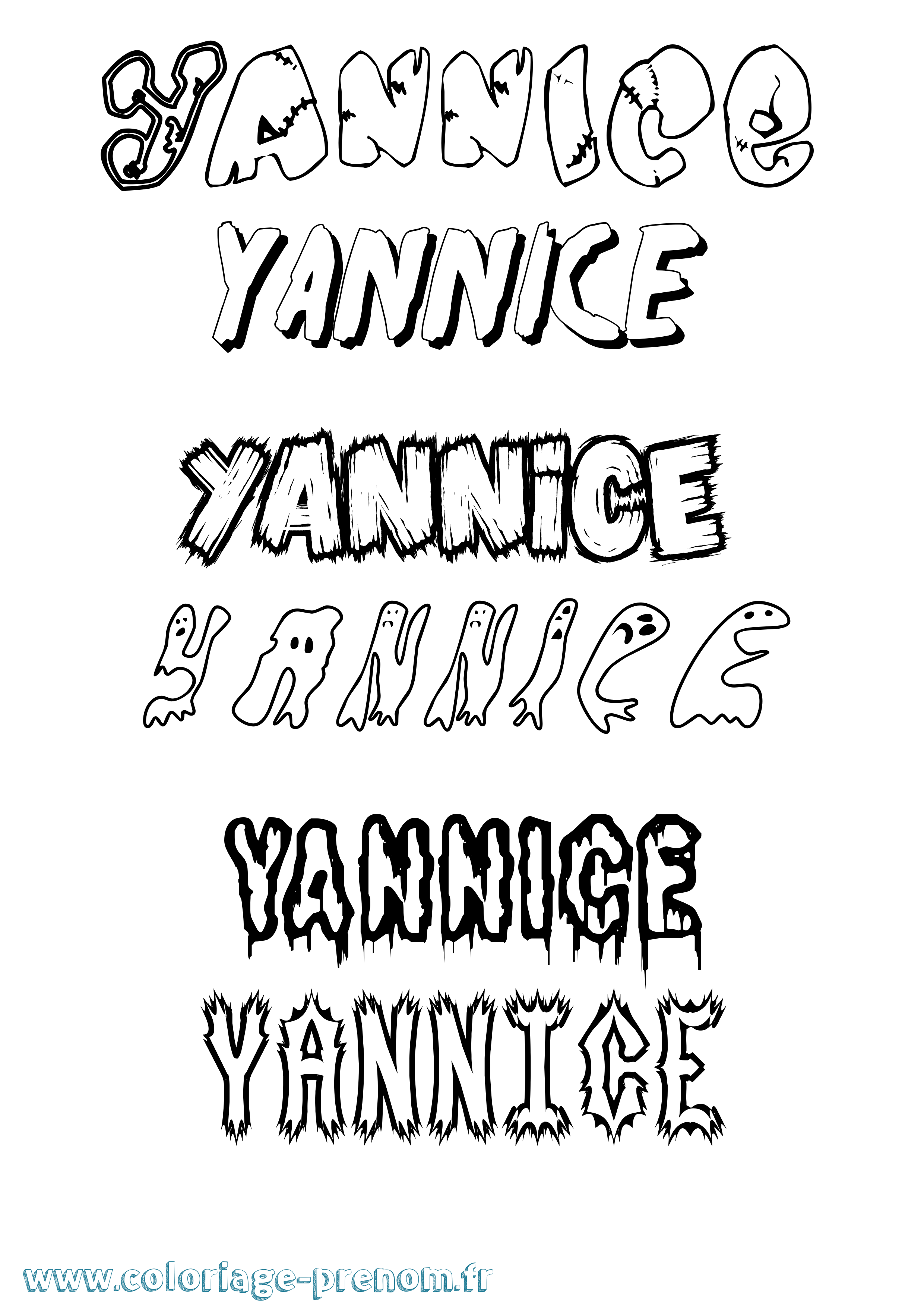 Coloriage Yannice Frisson Coloriage prénom Yannice Frisson