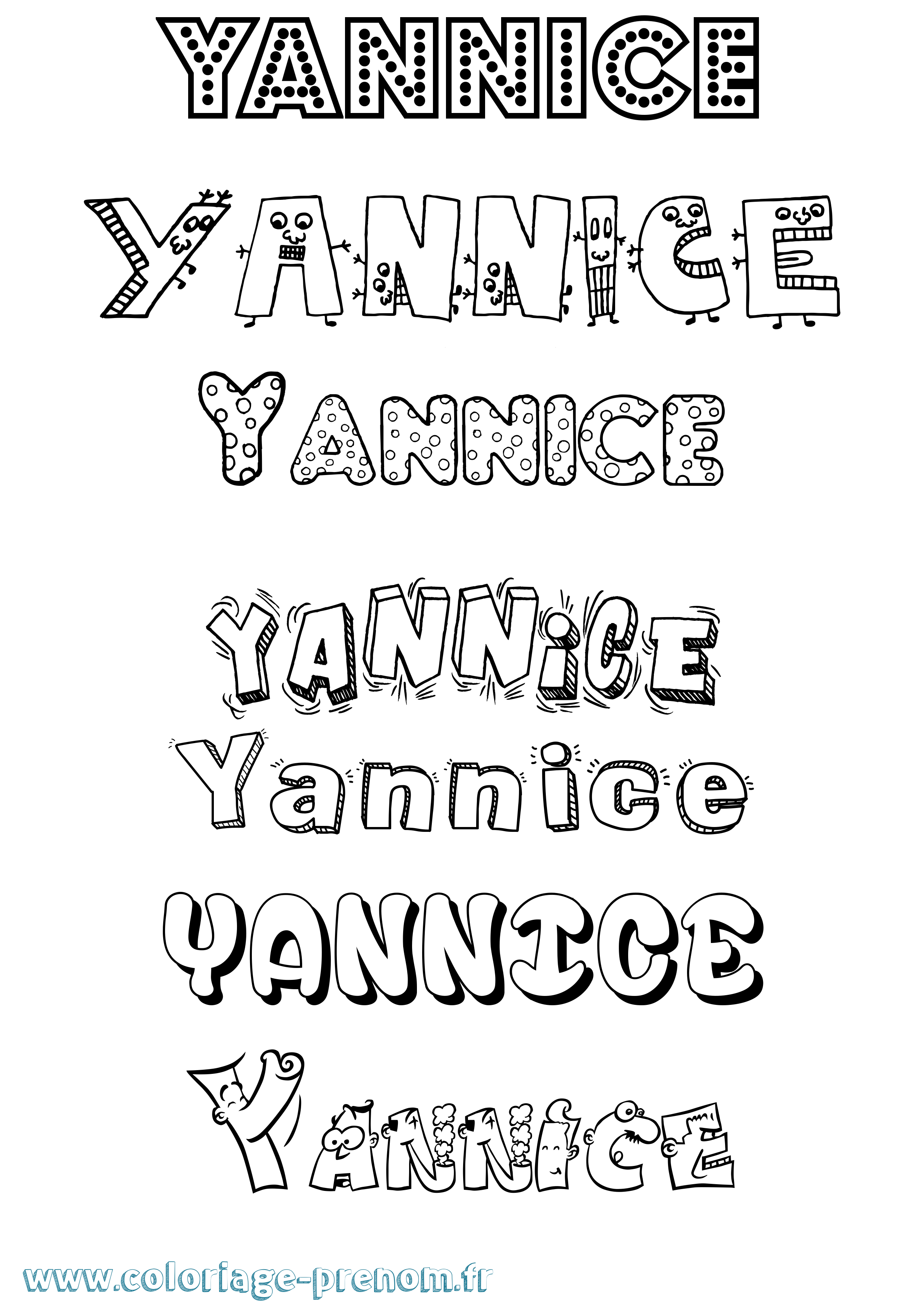 Coloriage Yannice Fun Coloriage prénom Yannice Fun