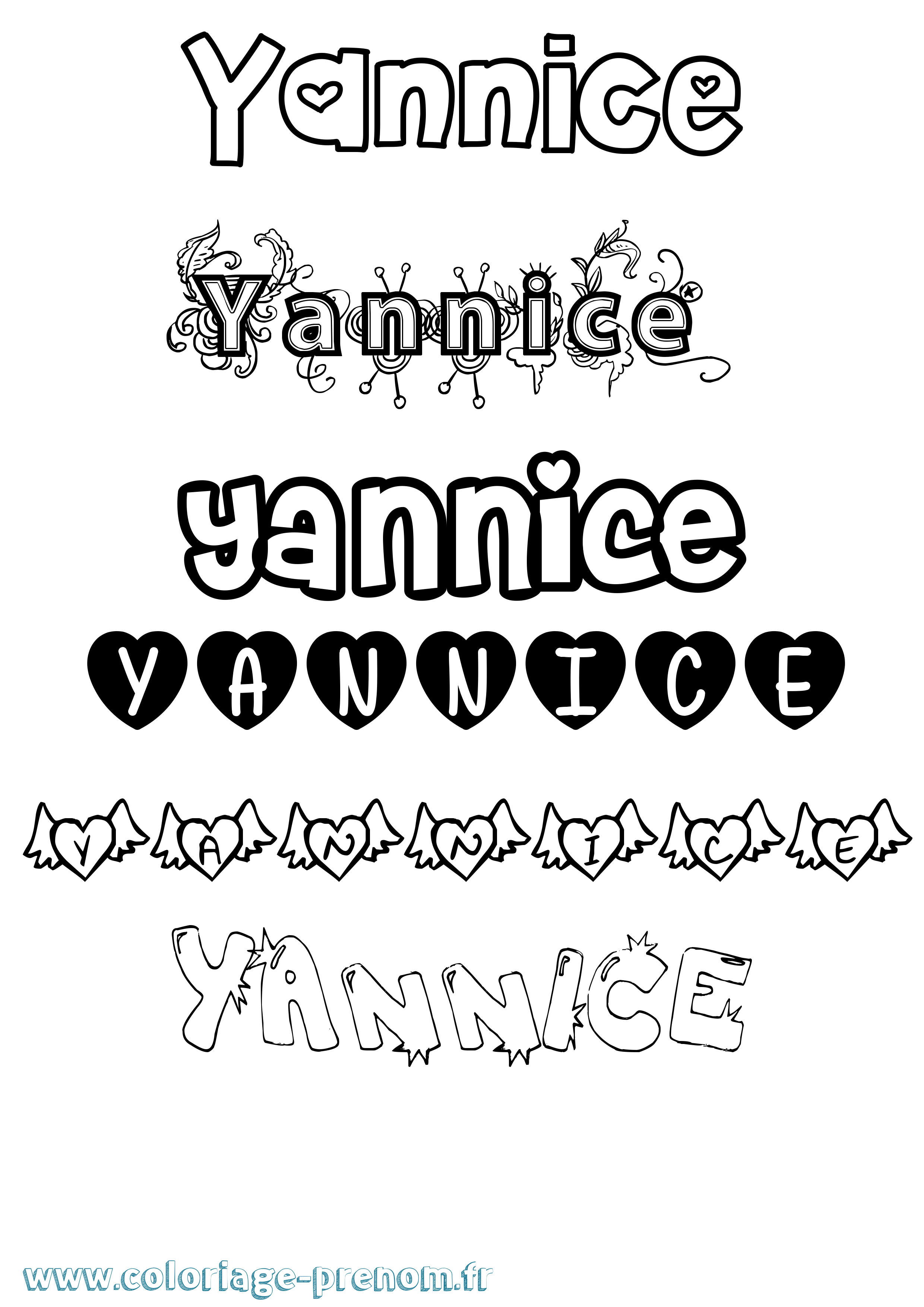 Coloriage Yannice Girly Coloriage prénom Yannice Girly