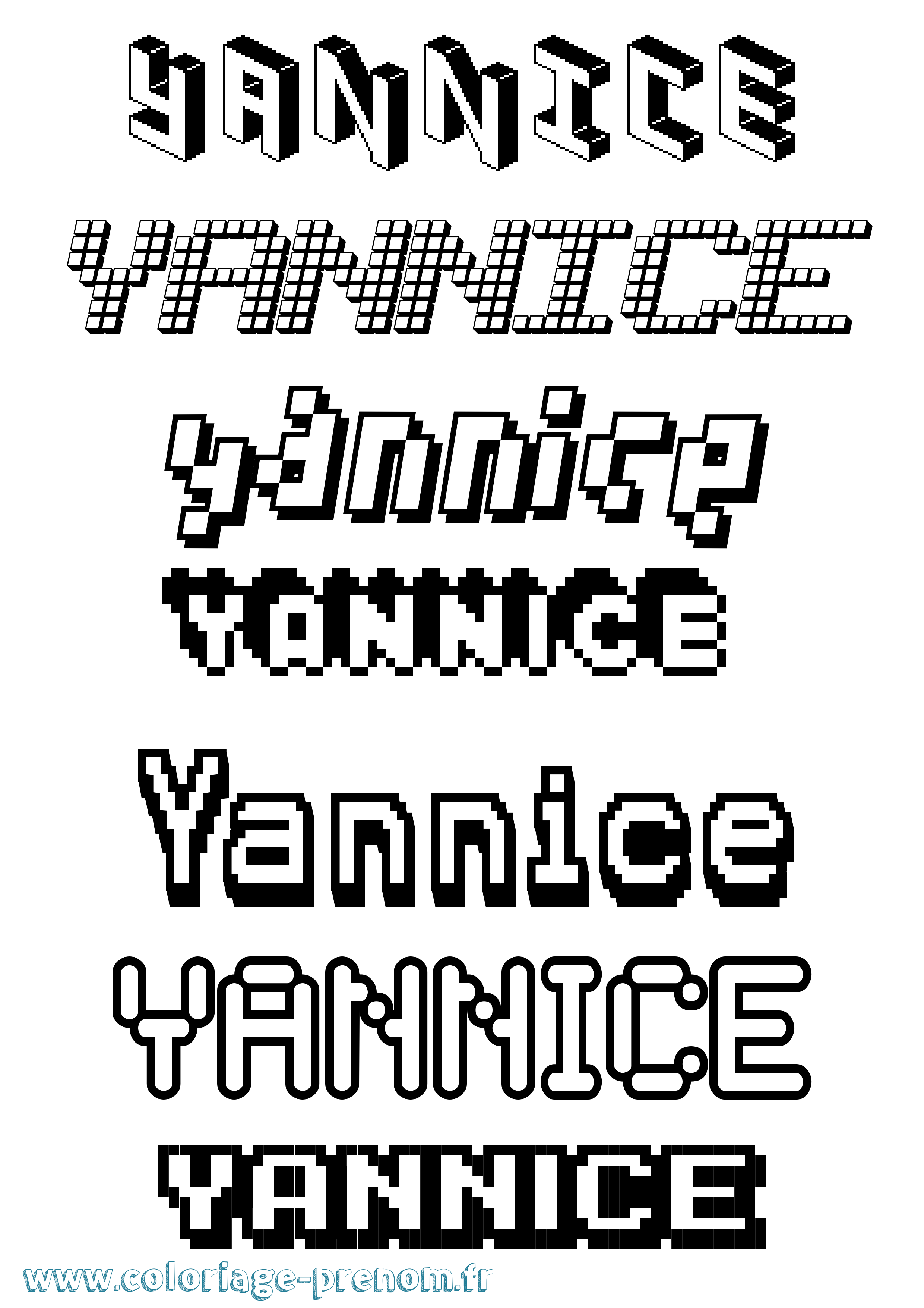 Coloriage Yannice Pixel Coloriage prénom Yannice Pixel
