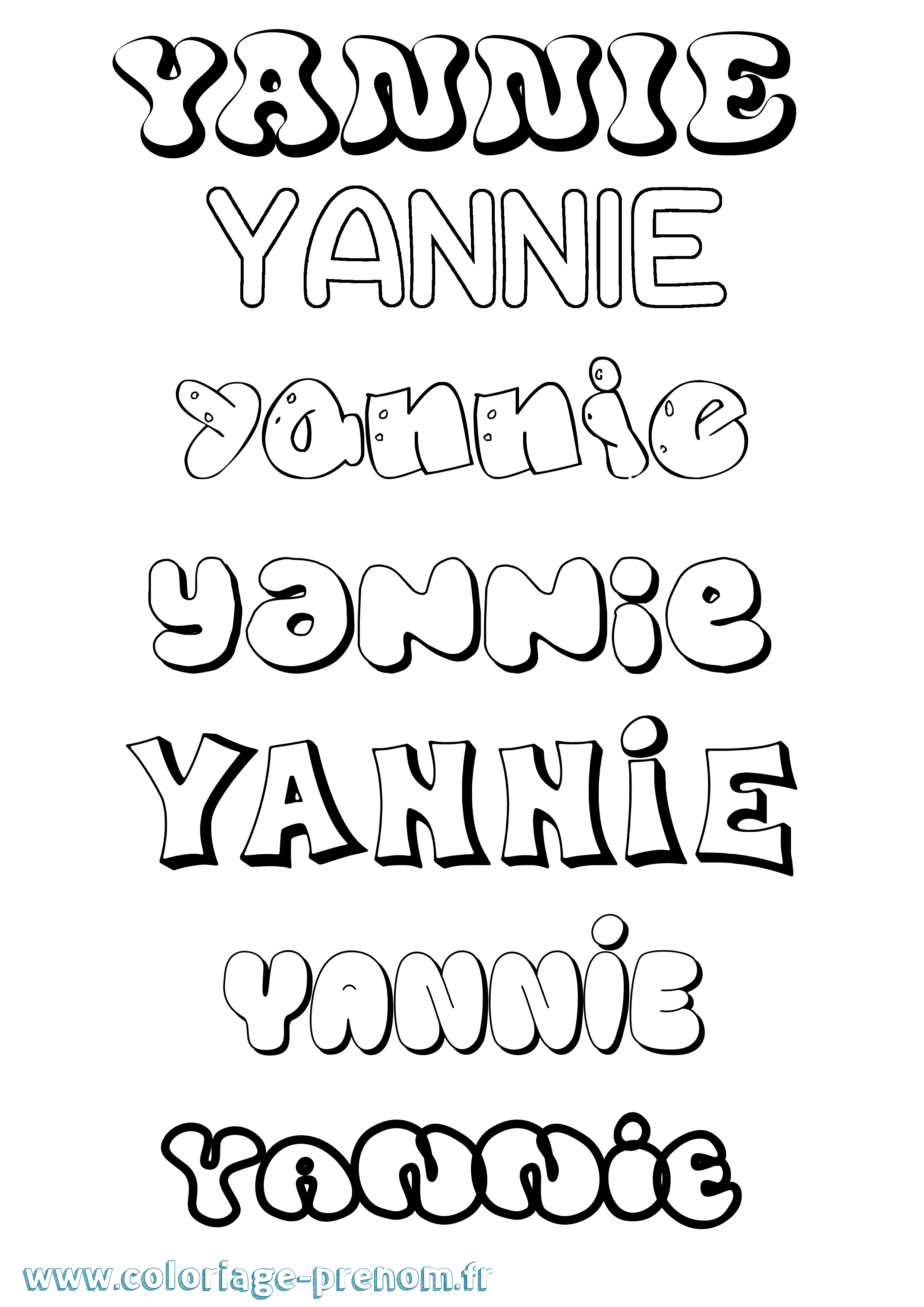 Coloriage Yannie Bubble Coloriage prénom Yannie Bubble