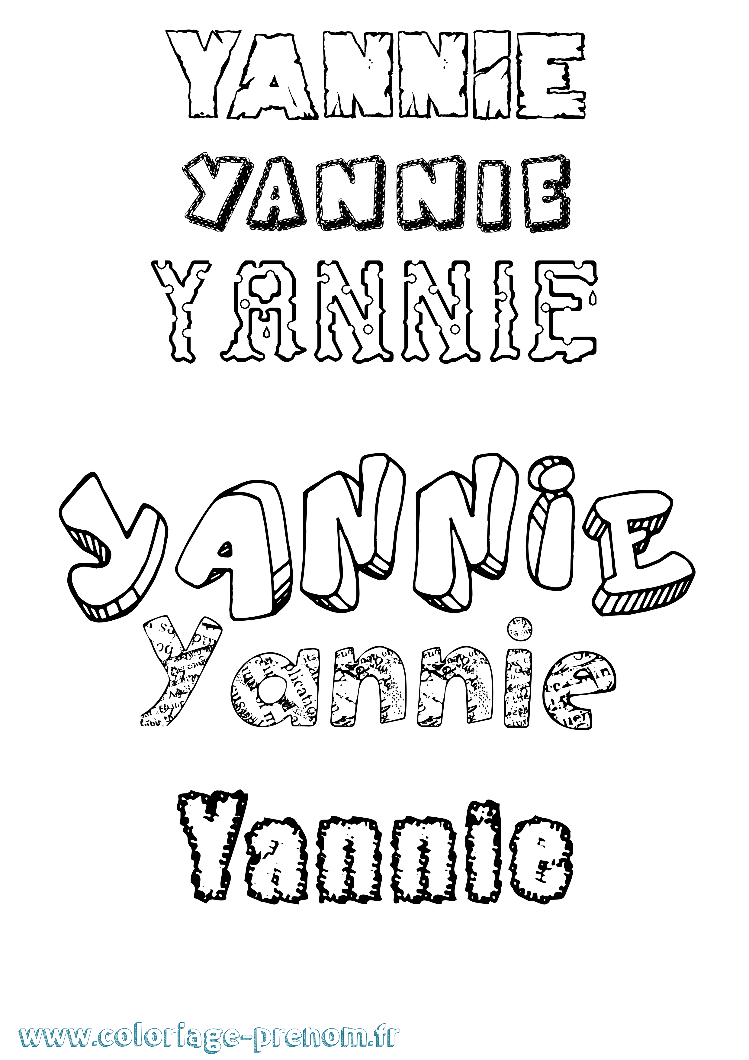 Coloriage Yannie Destructuré Coloriage prénom Yannie Destructuré