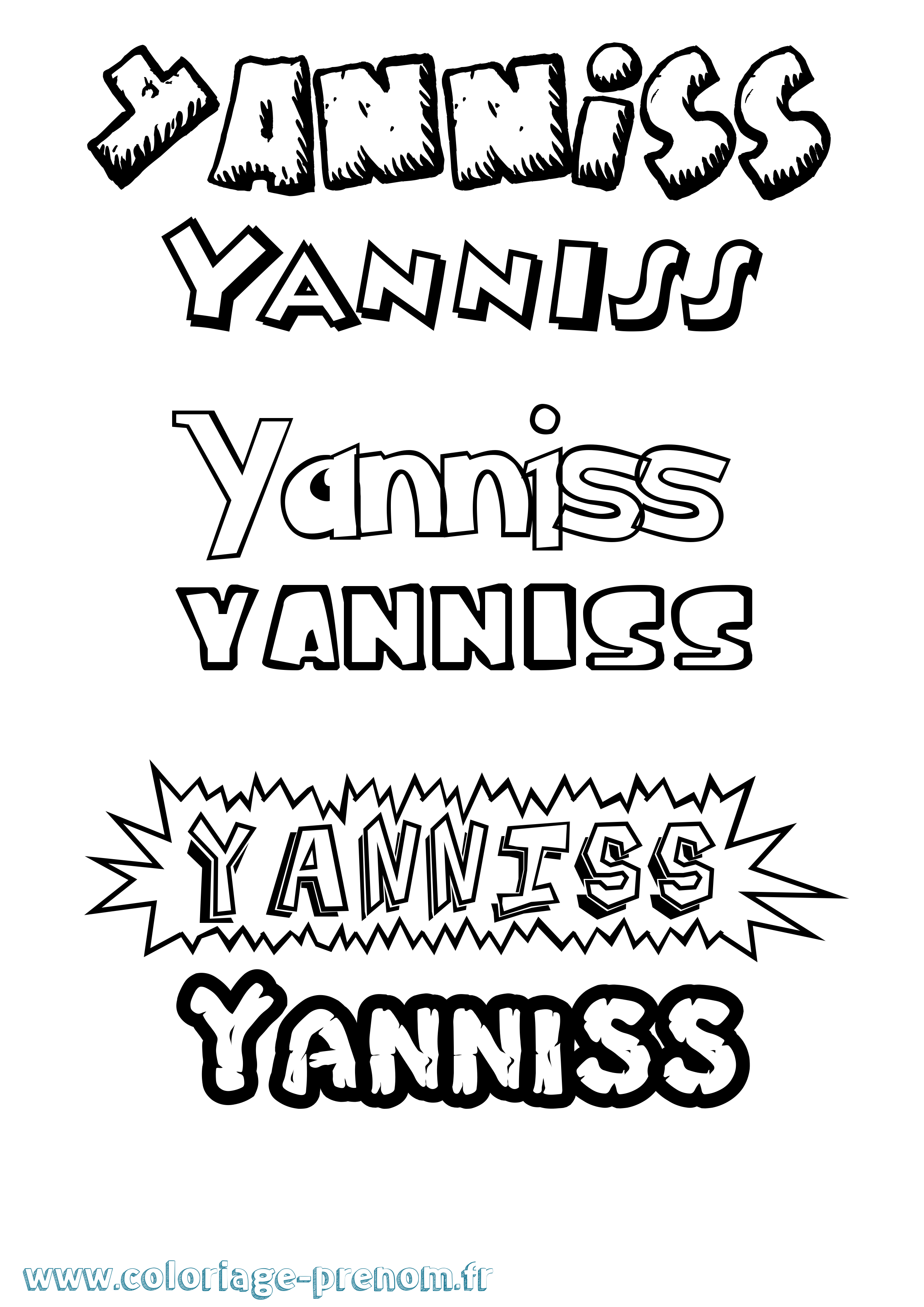 Coloriage Yanniss Dessin Animé Coloriage prénom Yanniss Dessin Animé