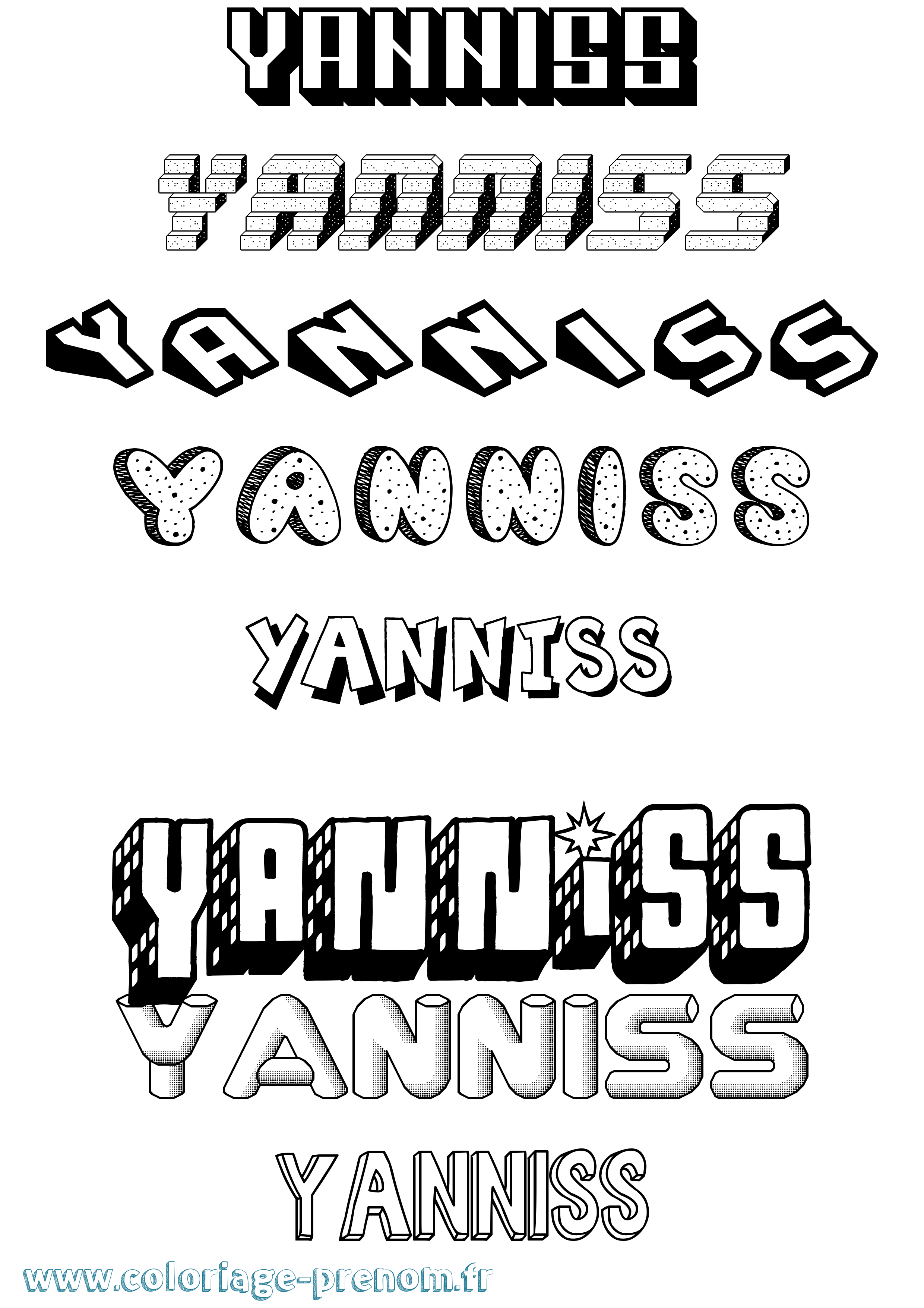 Coloriage Yanniss Effet 3D Coloriage prénom Yanniss Effet 3D