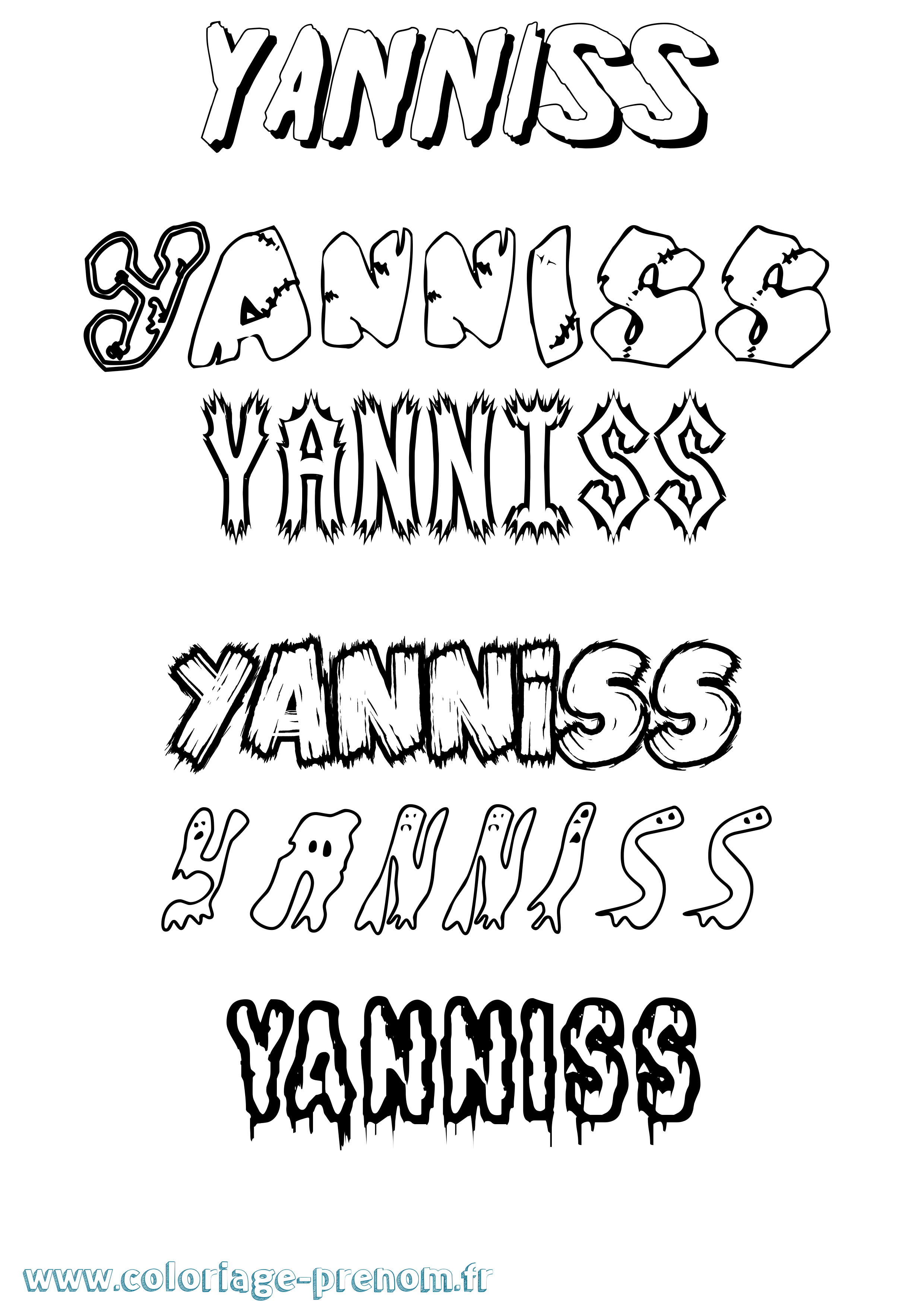 Coloriage Yanniss Frisson Coloriage prénom Yanniss Frisson