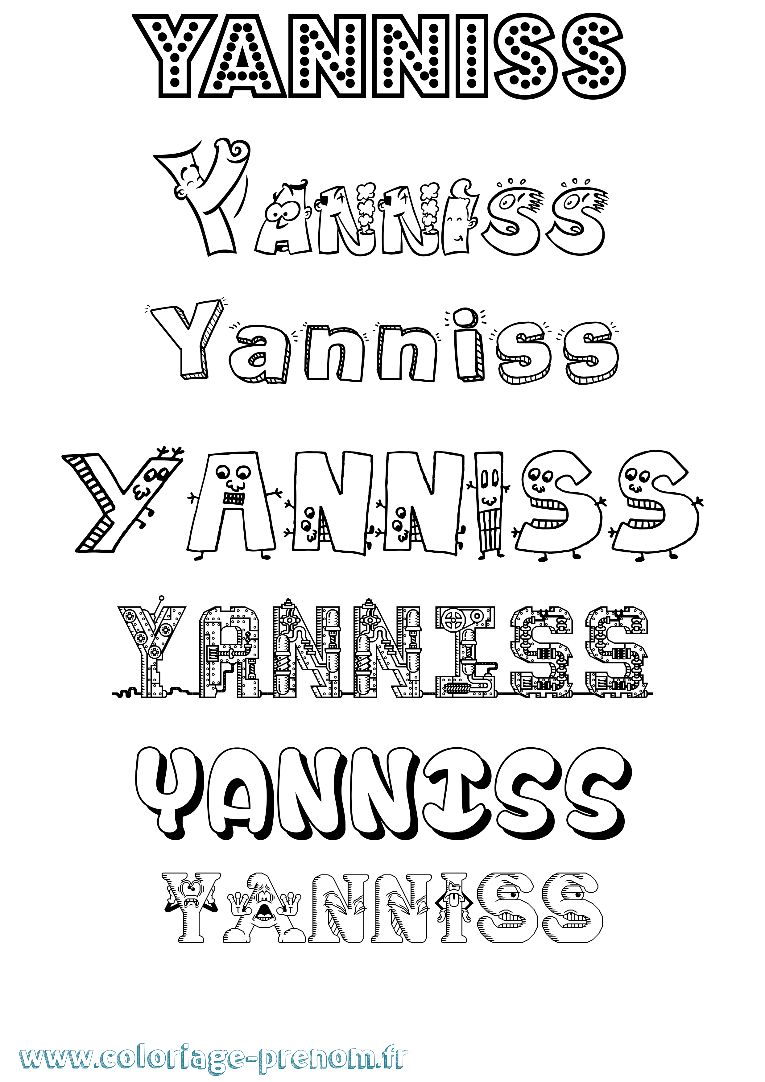 Coloriage Yanniss Fun Coloriage prénom Yanniss Fun
