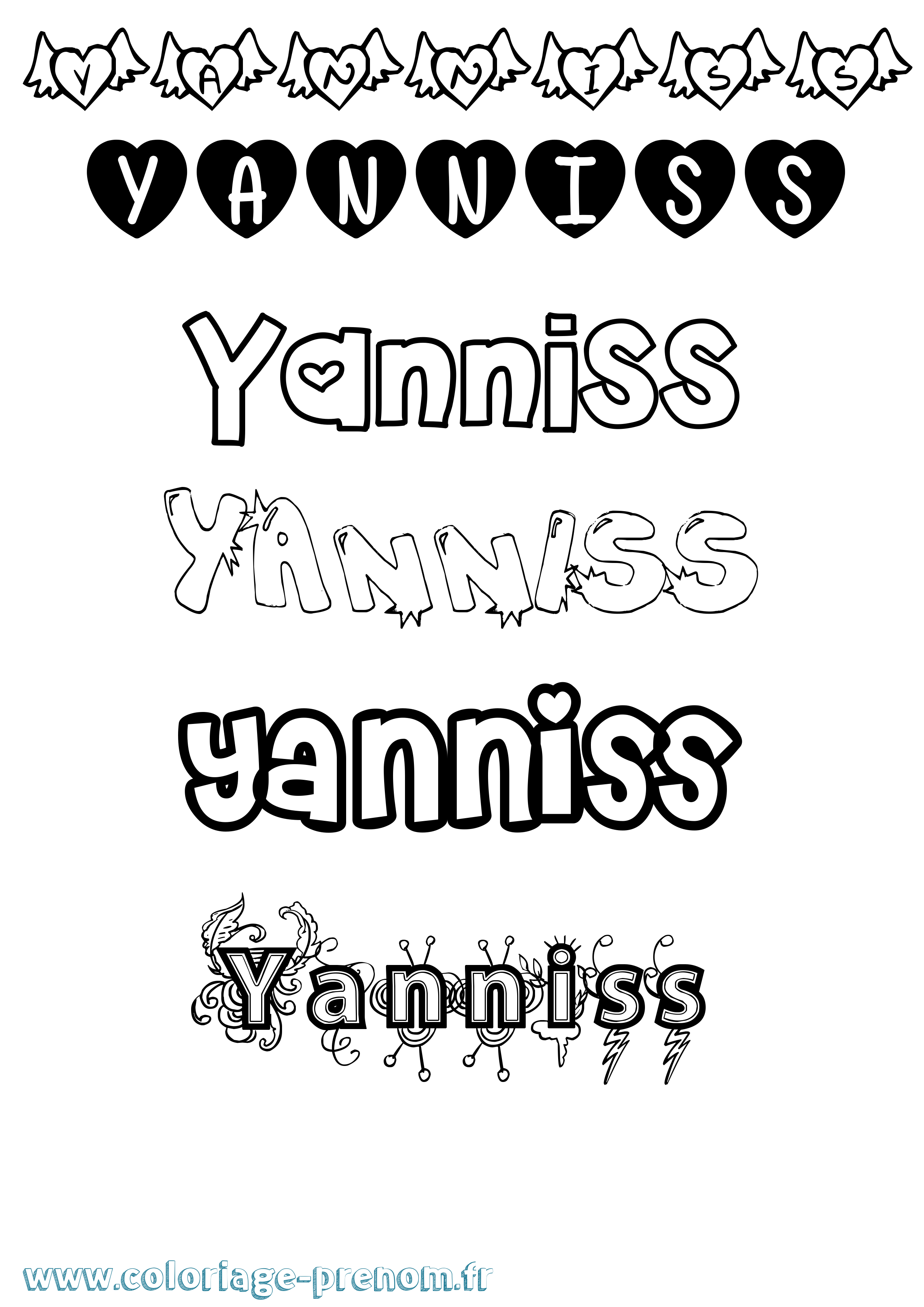 Coloriage Yanniss Girly Coloriage prénom Yanniss Girly