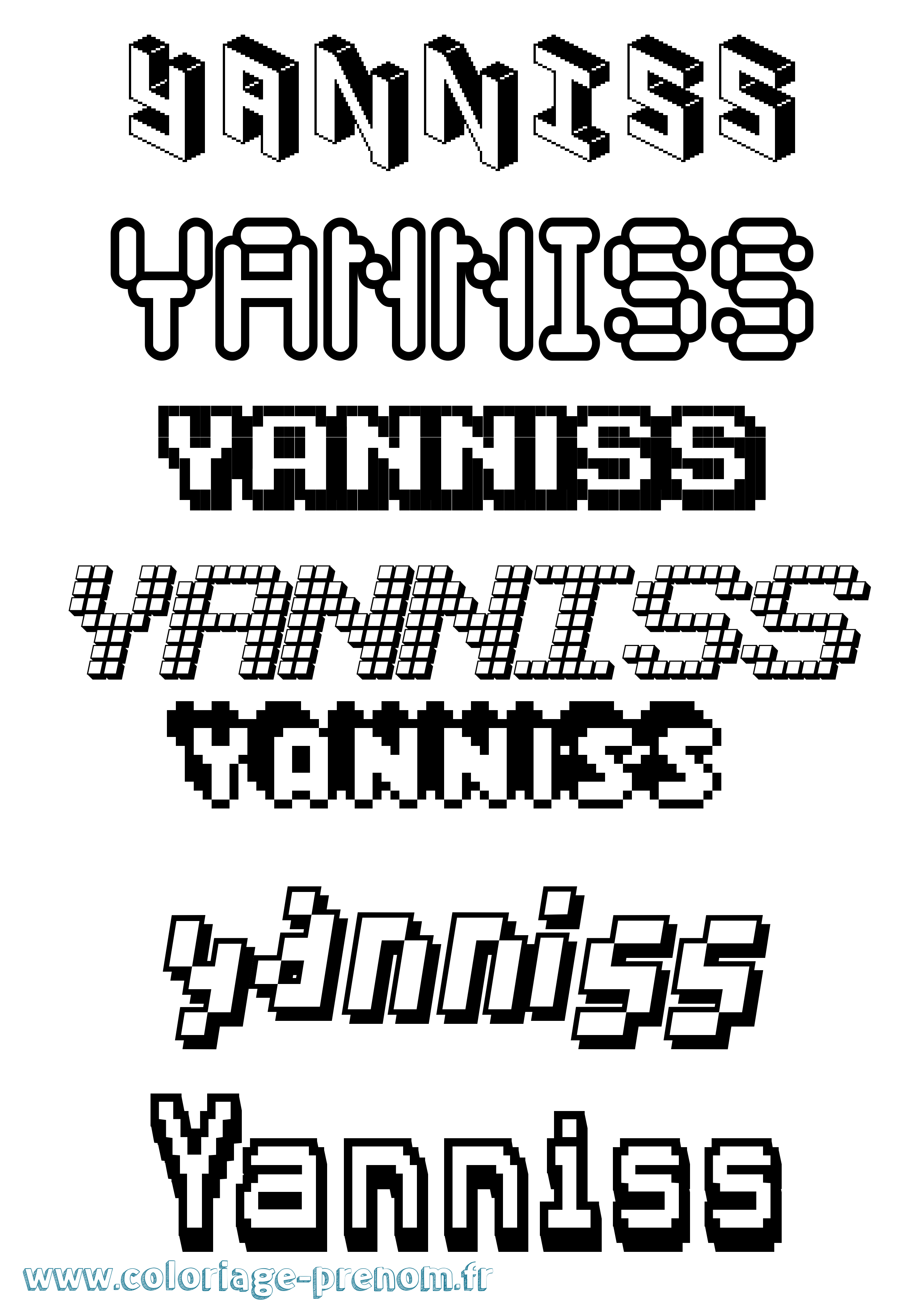 Coloriage Yanniss Pixel Coloriage prénom Yanniss Pixel