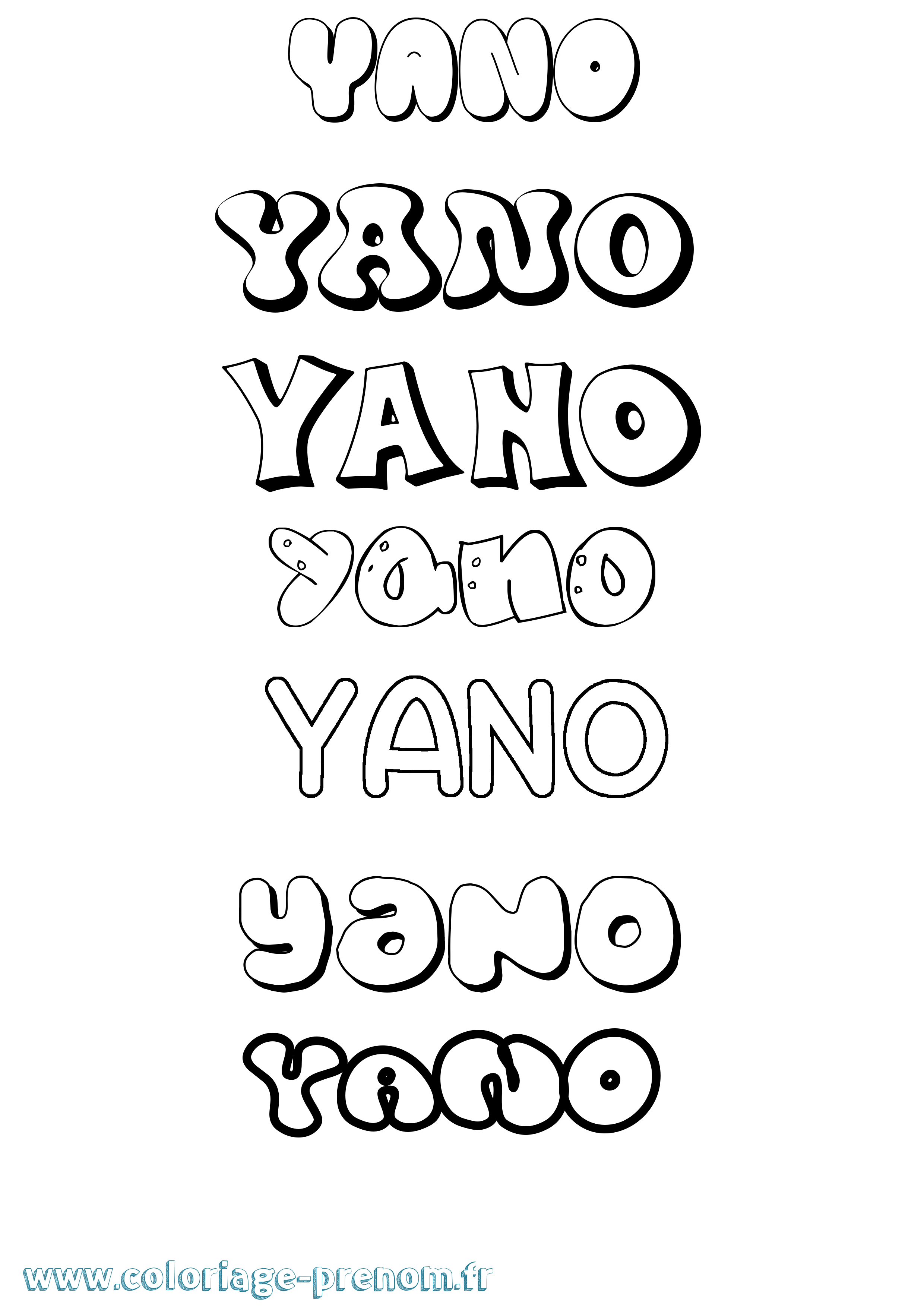 Coloriage Yano Bubble Coloriage prénom Yano Bubble