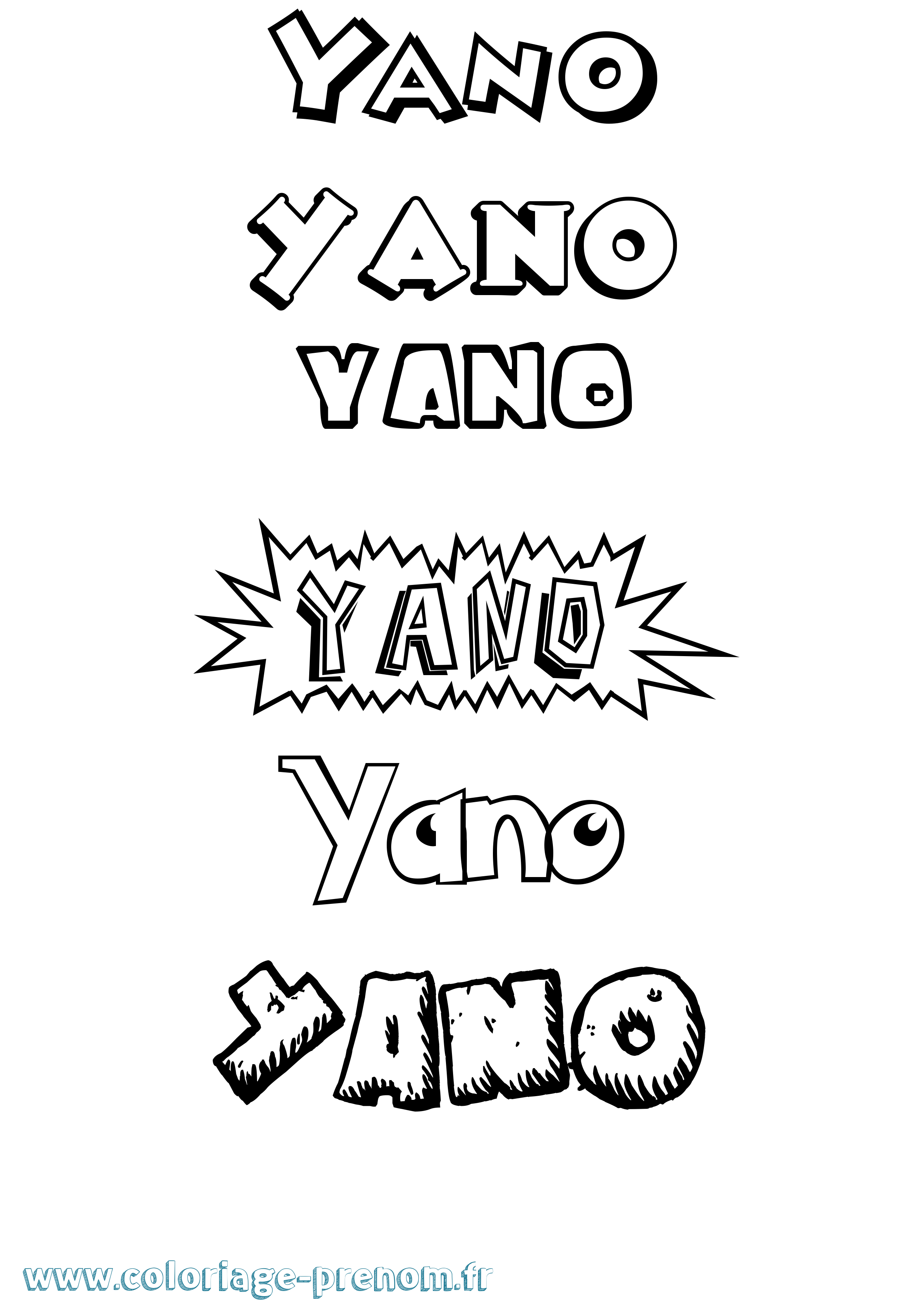 Coloriage Yano Dessin Animé Coloriage prénom Yano Dessin Animé