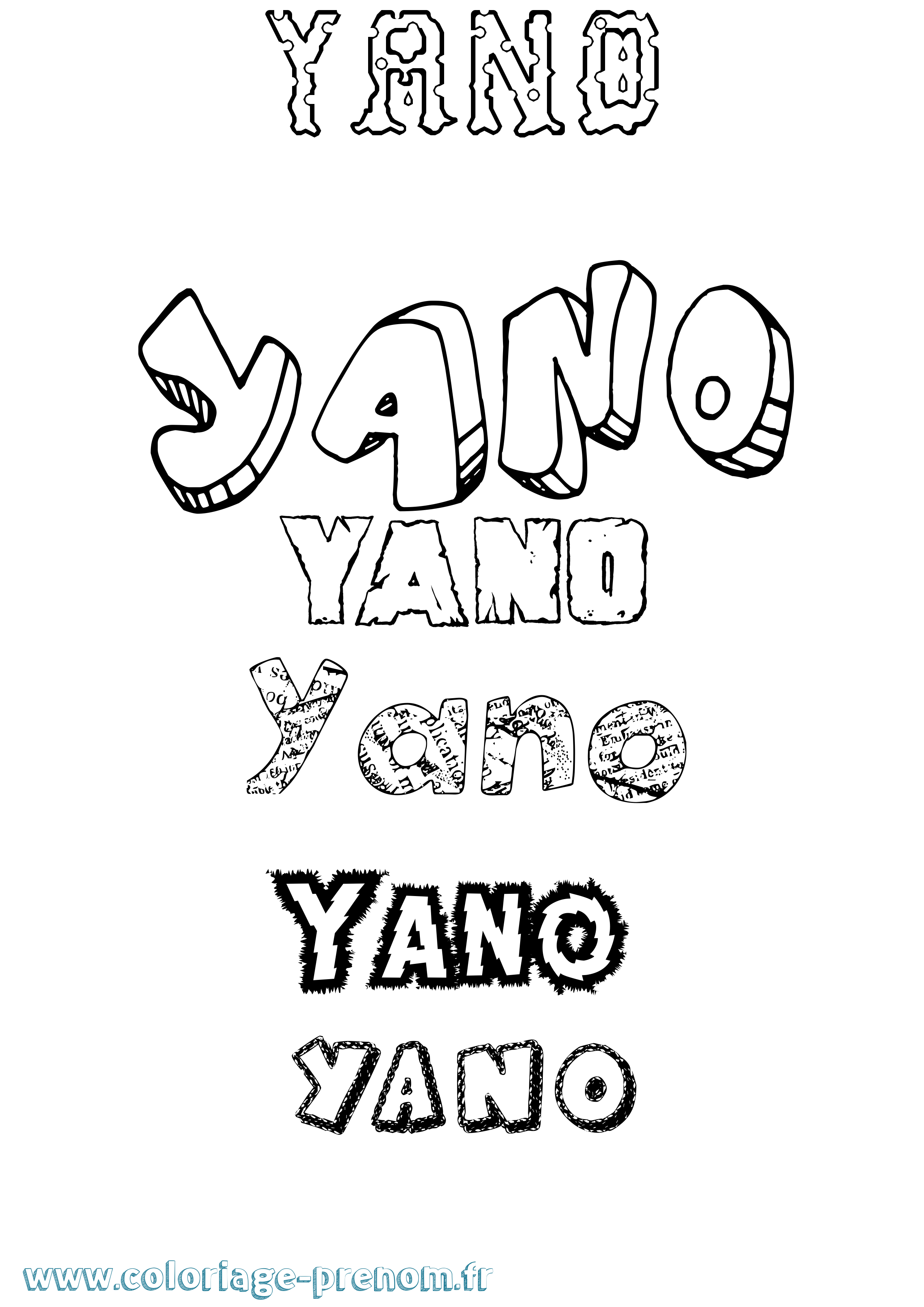 Coloriage Yano Destructuré Coloriage prénom Yano Destructuré
