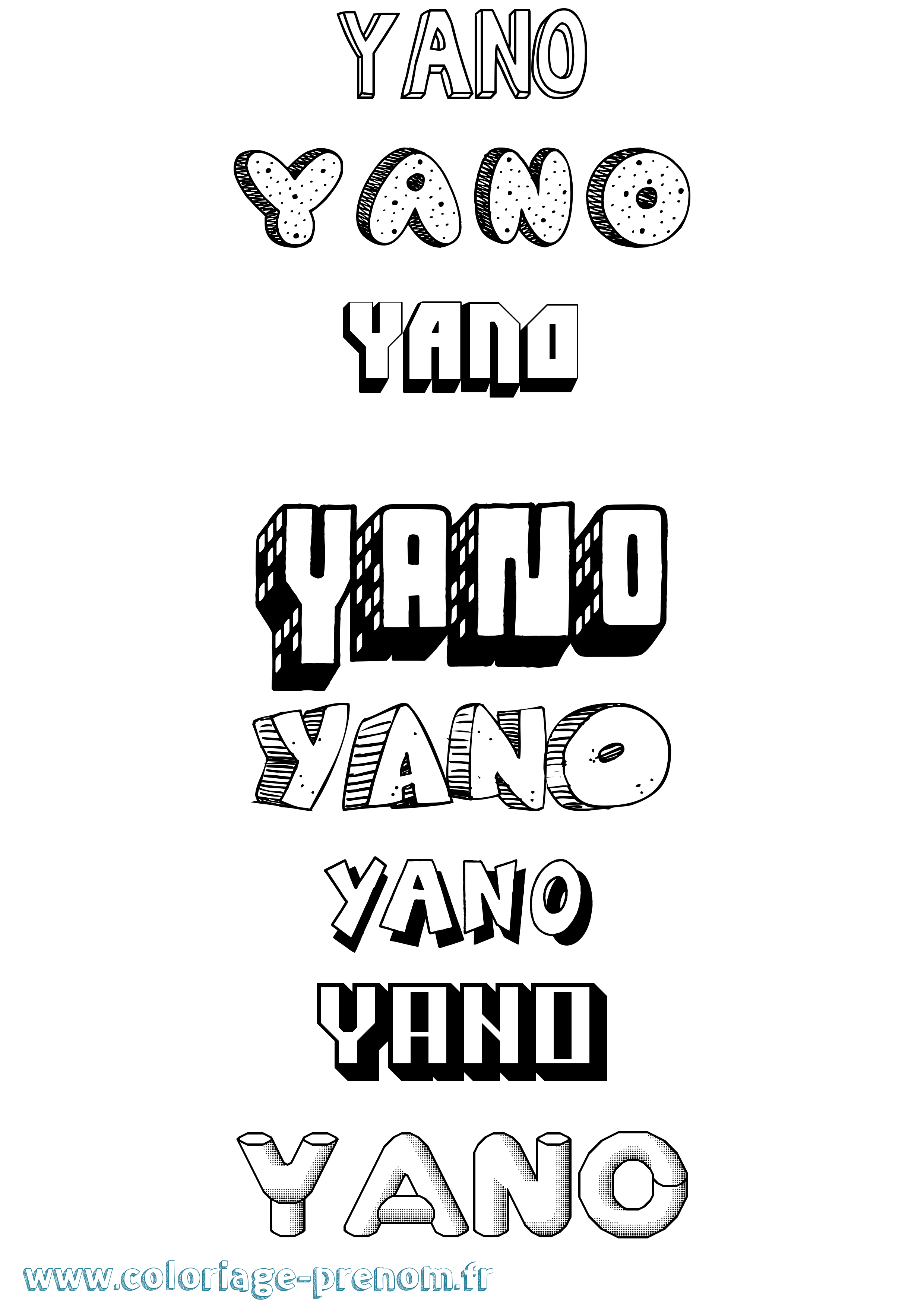 Coloriage Yano Effet 3D Coloriage prénom Yano Effet 3D