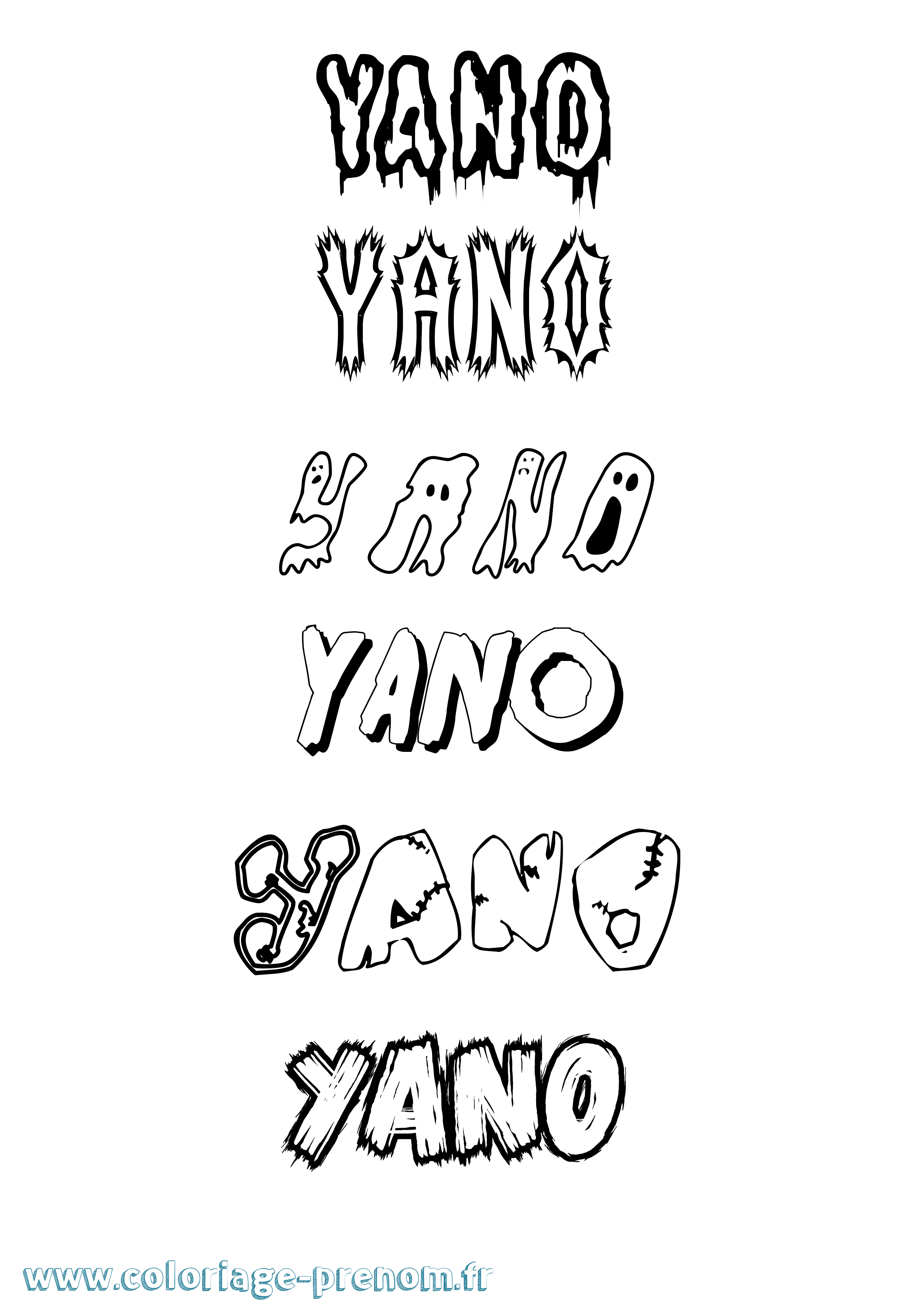 Coloriage Yano Frisson Coloriage prénom Yano Frisson