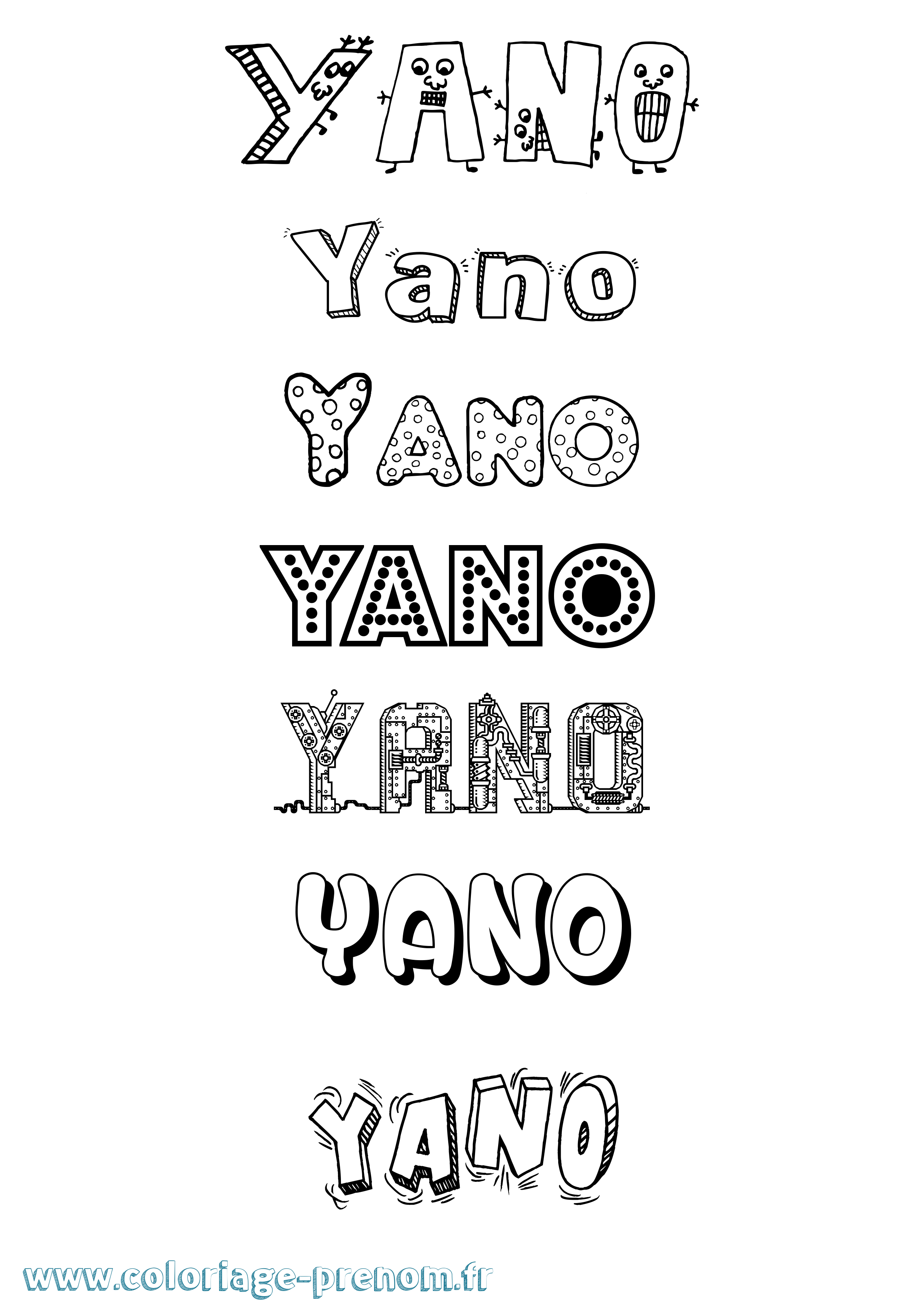 Coloriage Yano Fun Coloriage prénom Yano Fun