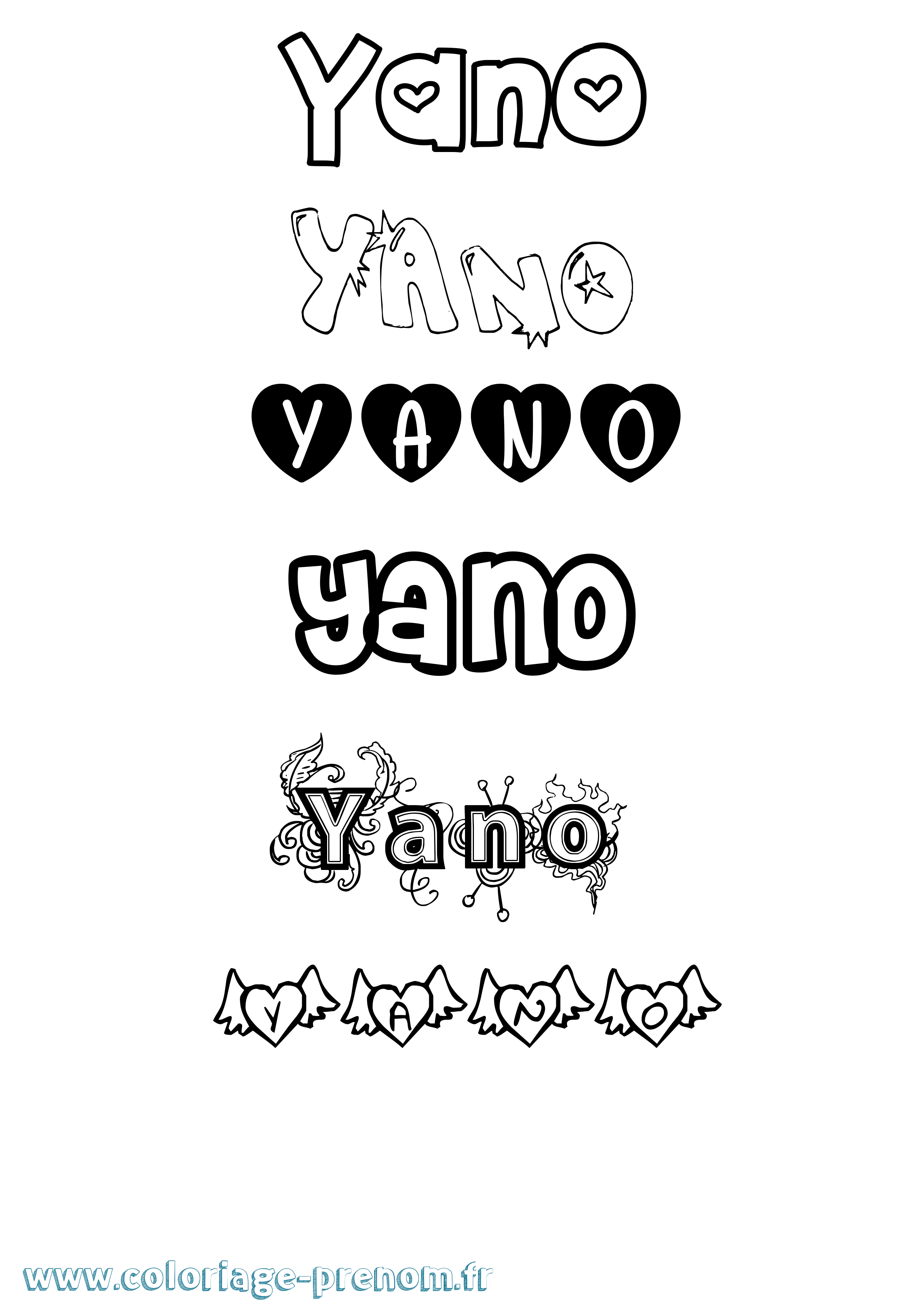 Coloriage Yano Girly Coloriage prénom Yano Girly