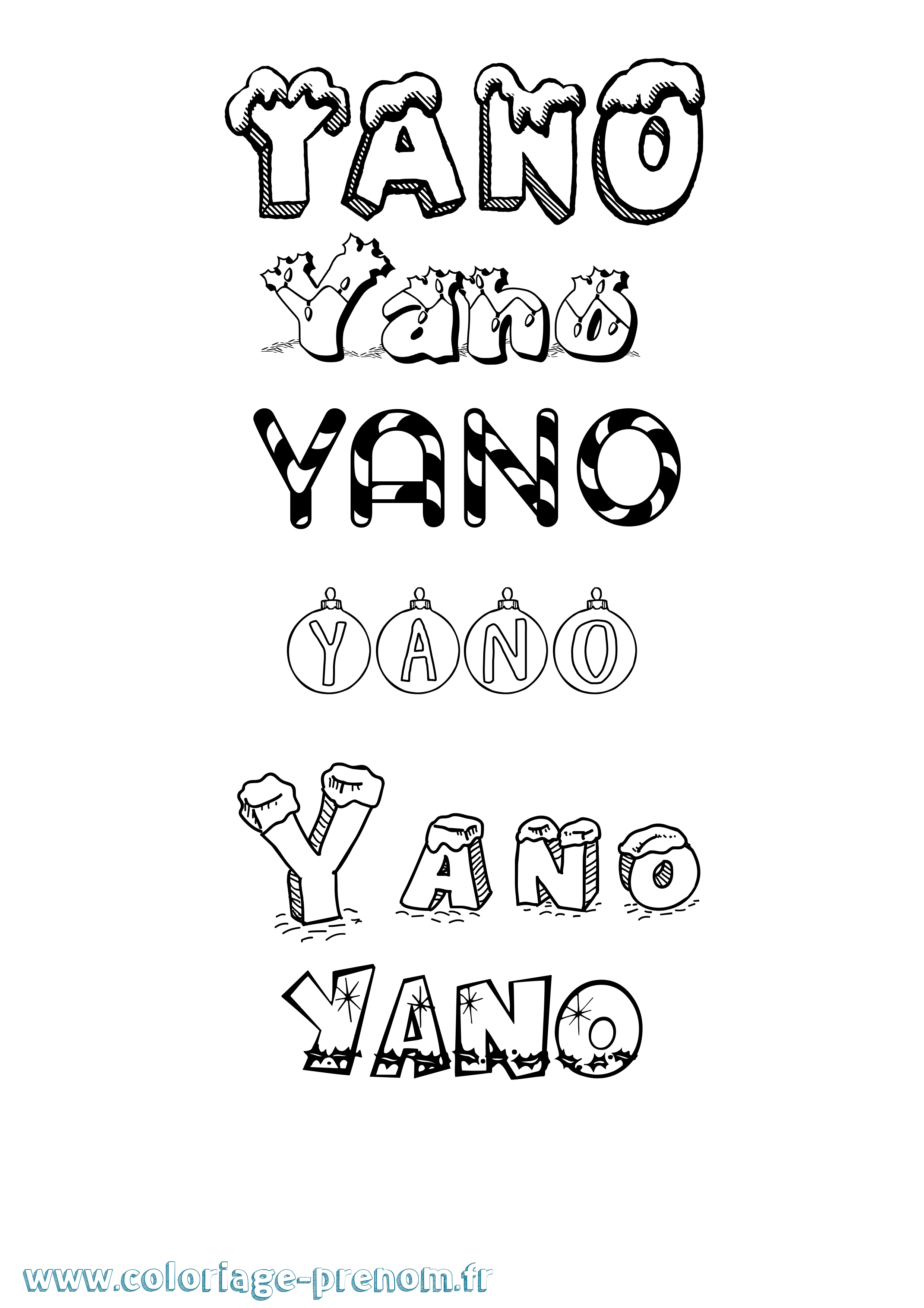 Coloriage Yano Noël Coloriage prénom Yano Noël