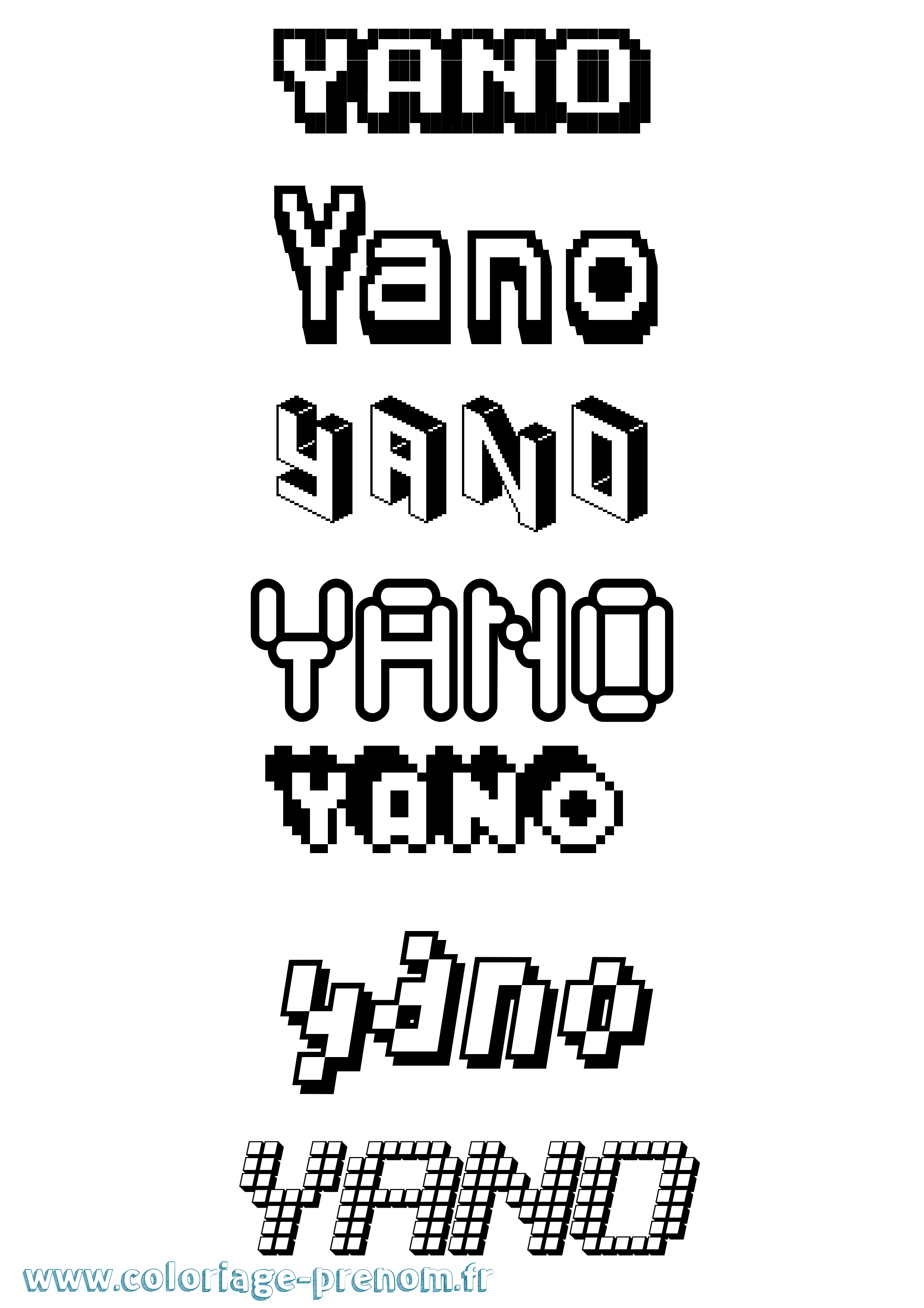 Coloriage Yano Pixel Coloriage prénom Yano Pixel