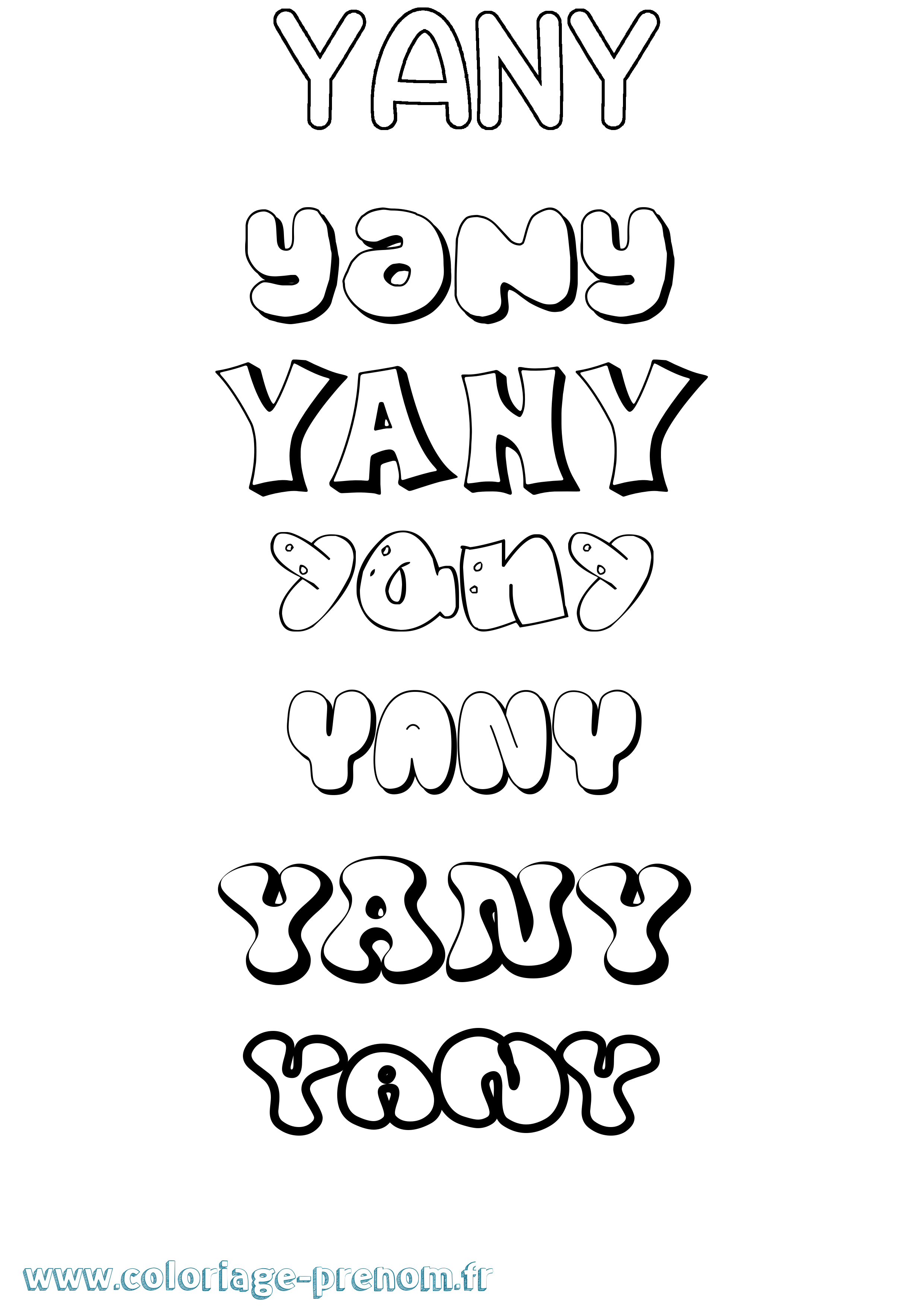 Coloriage Yany Bubble Coloriage prénom Yany Bubble