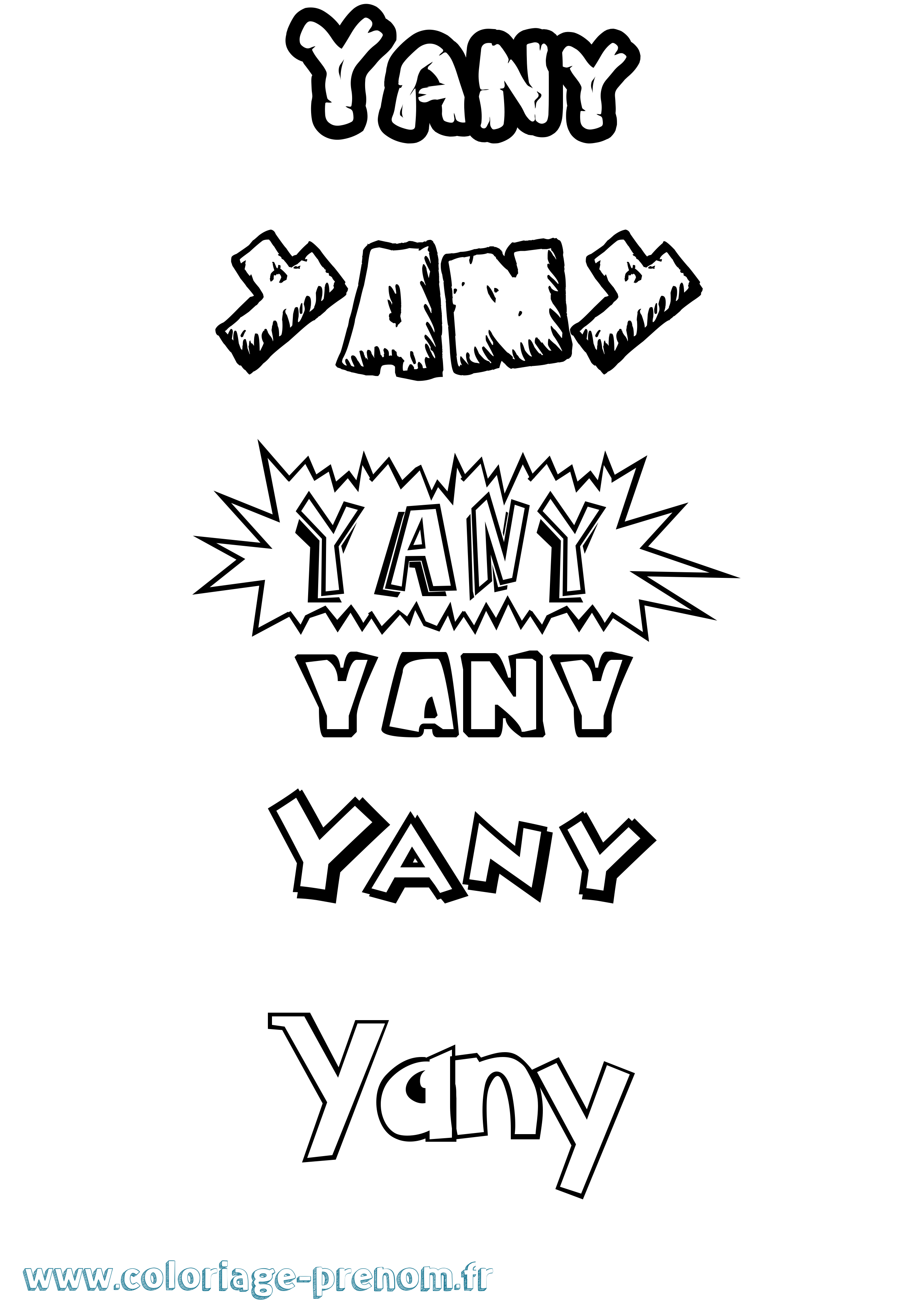 Coloriage Yany Dessin Animé Coloriage prénom Yany Dessin Animé