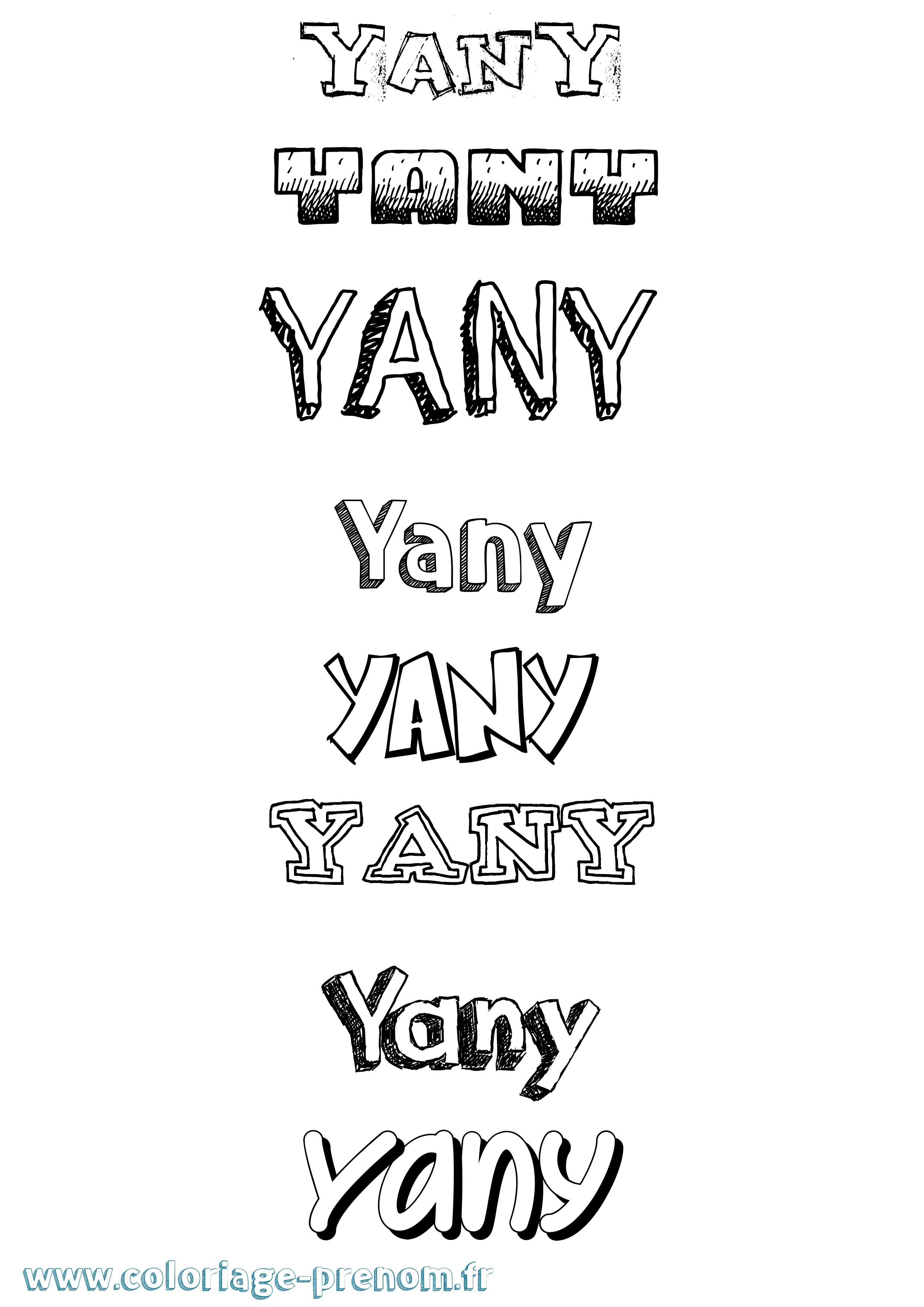 Coloriage Yany Dessiné Coloriage prénom Yany Dessiné