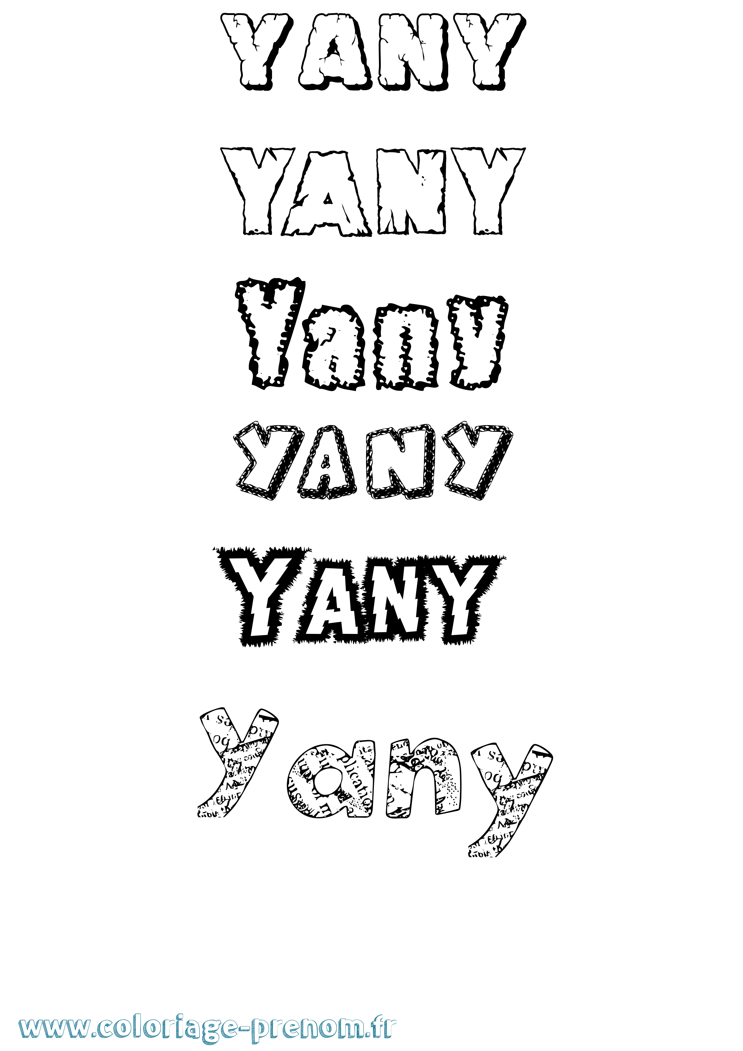 Coloriage Yany Destructuré Coloriage prénom Yany Destructuré
