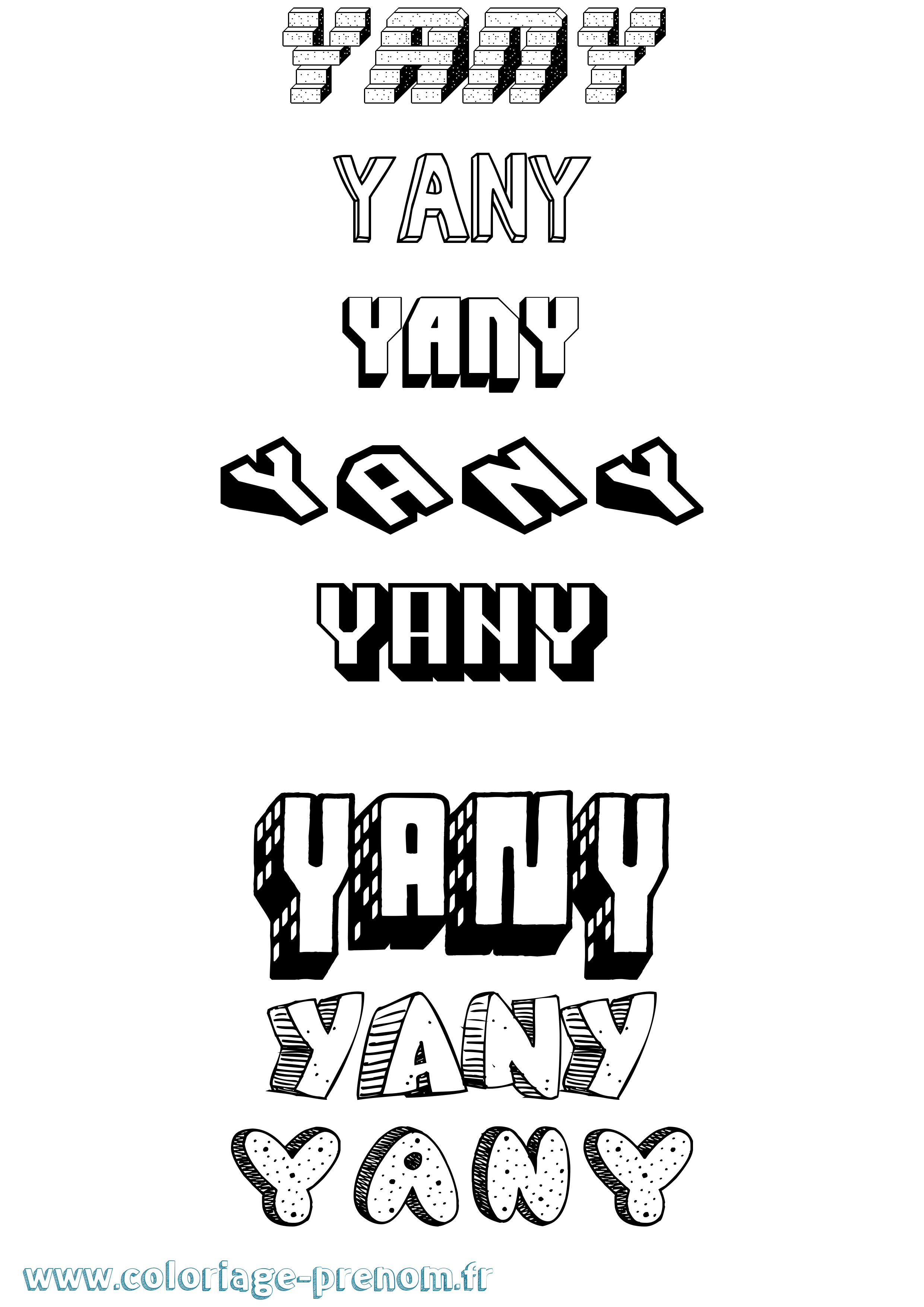 Coloriage Yany Effet 3D Coloriage prénom Yany Effet 3D